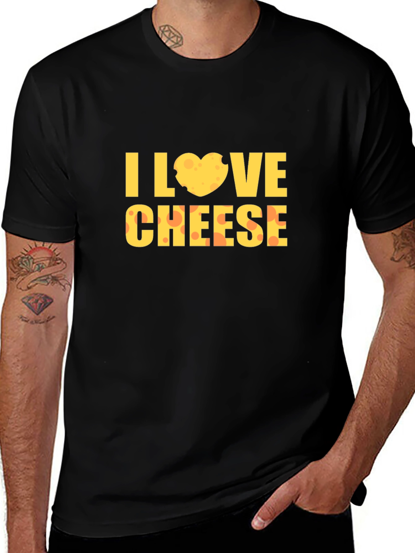 Variant 13 of I Love Cheese Graphic T-Shirt - Black