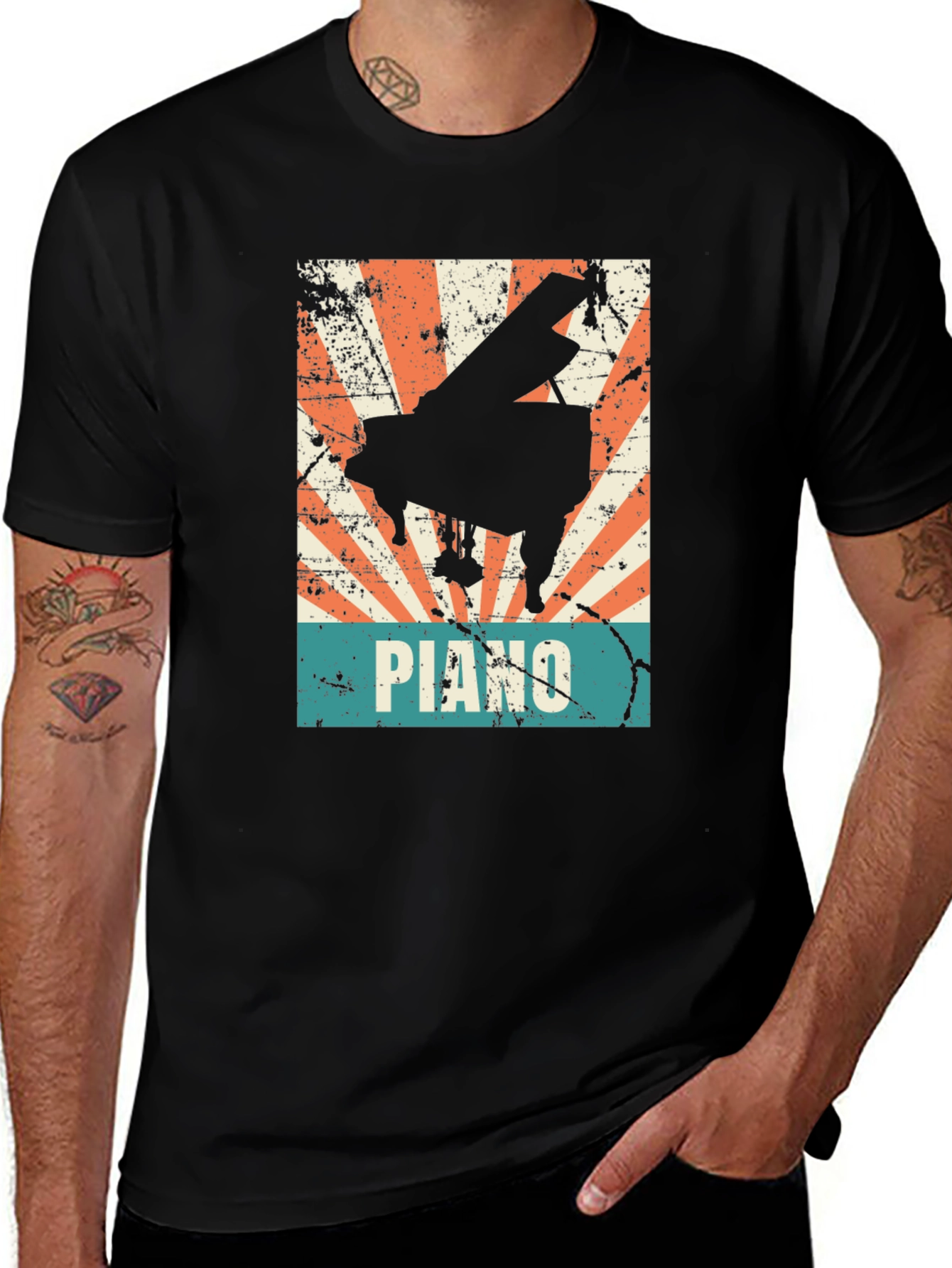 Variant 12 of Retro Piano Graphic Tee - Vintage Style Musician T-Shirt