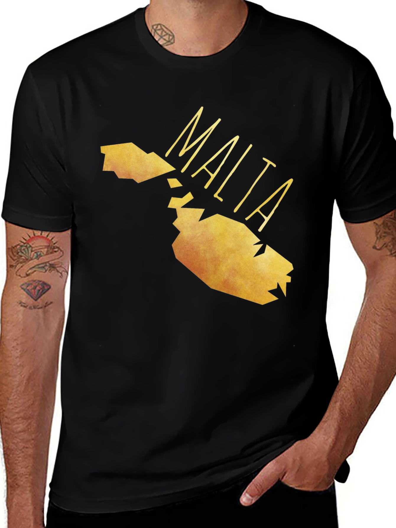 Malta Map Graphic Tee - Black Cotton T-Shirt