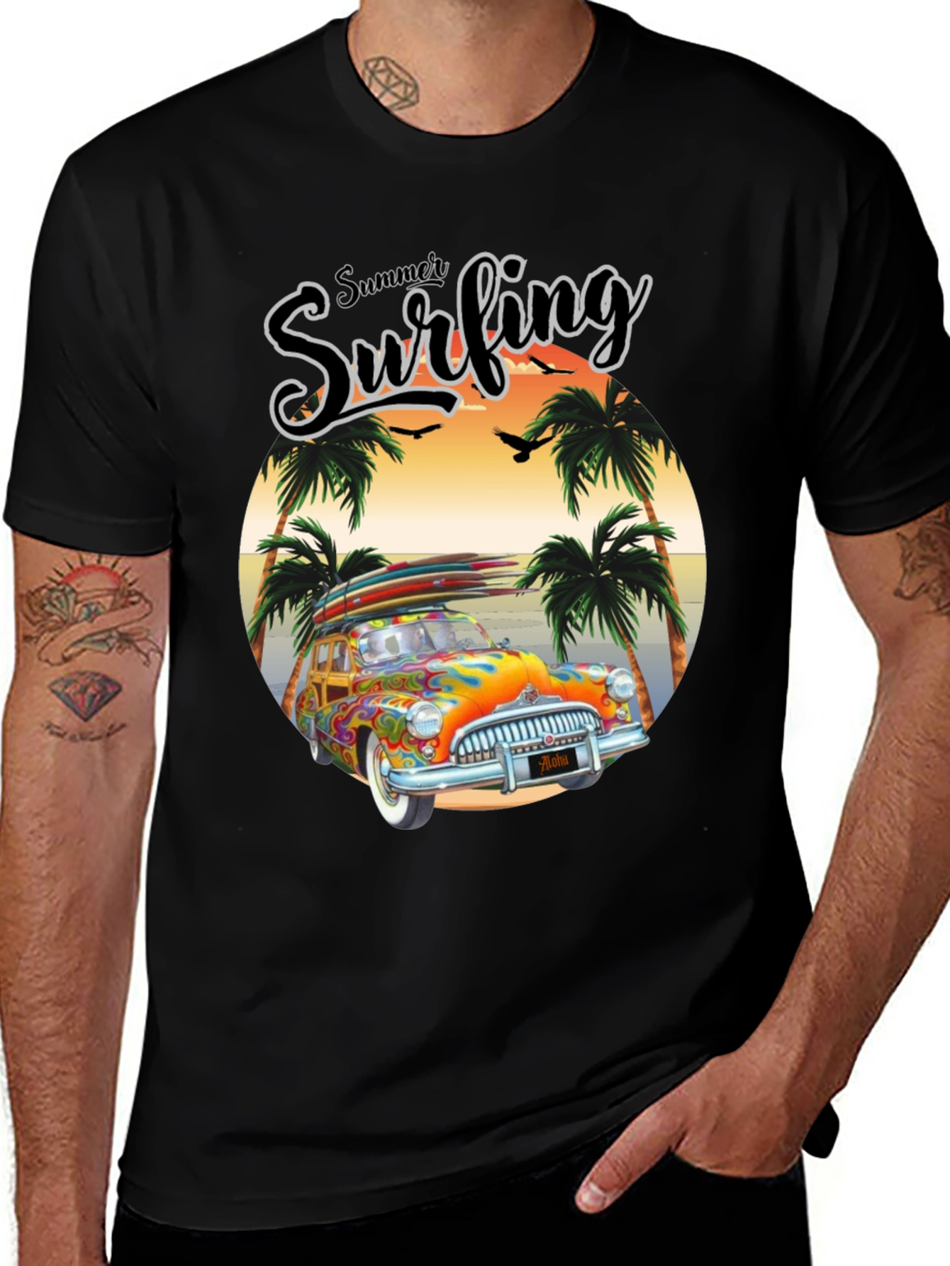 Variant 23 of Summer Surfing Graphic Tee - Beach Van T-Shirt