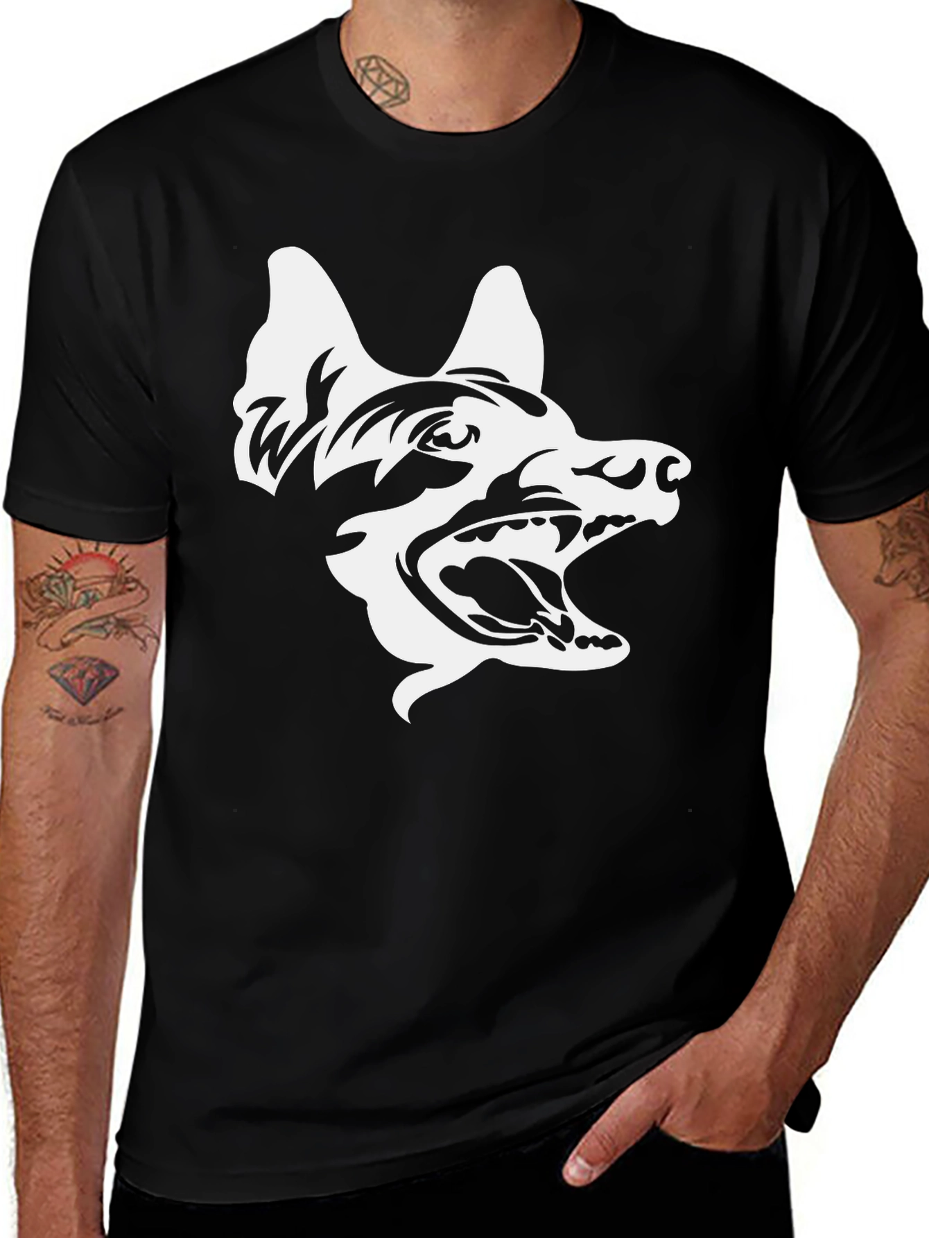 Variant 6 of Bold Dog Graphic Tee - Black Cotton T-Shirt