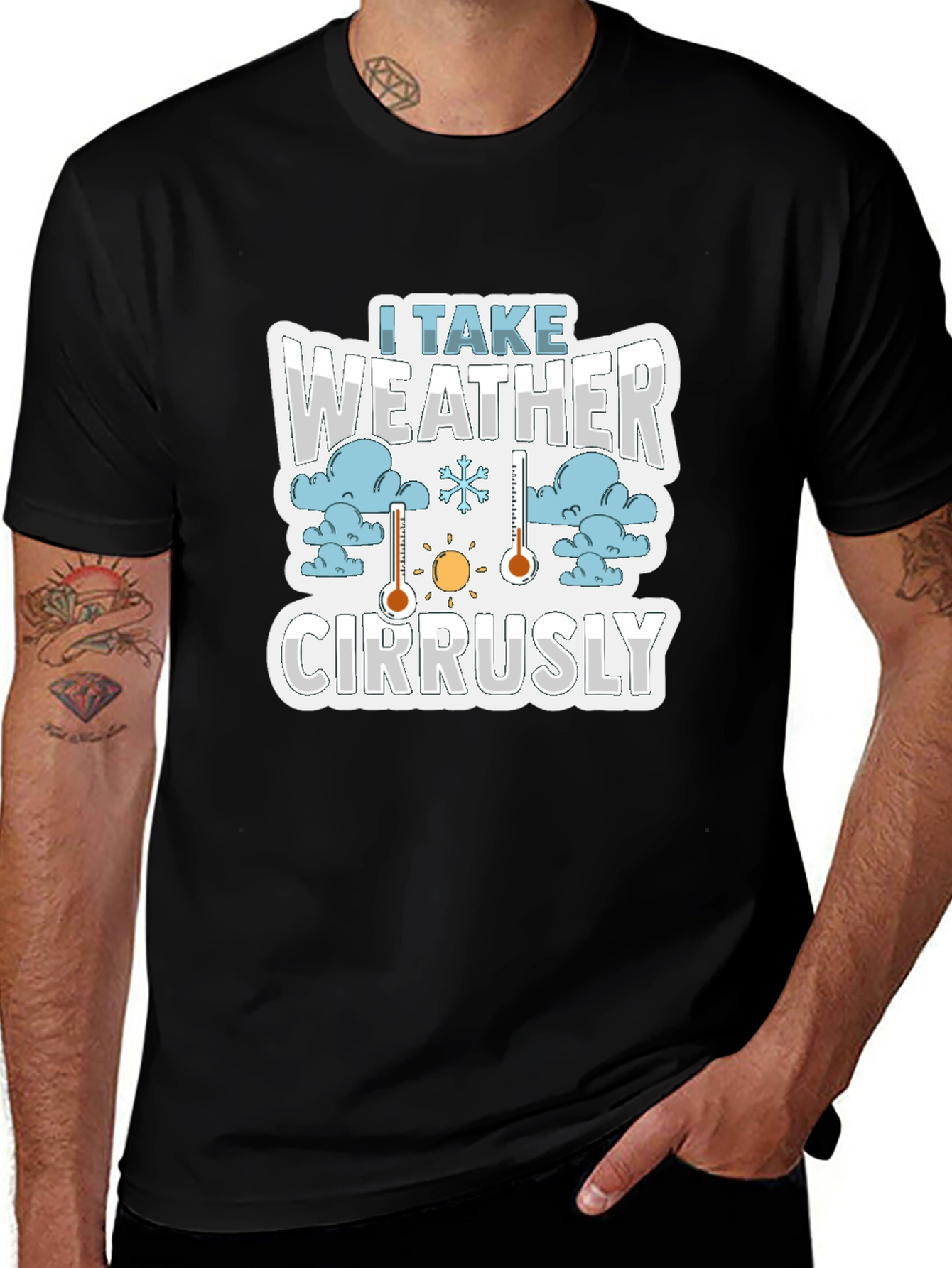 Variant 17 of I Take Weather Cirrusly Black T-Shirt