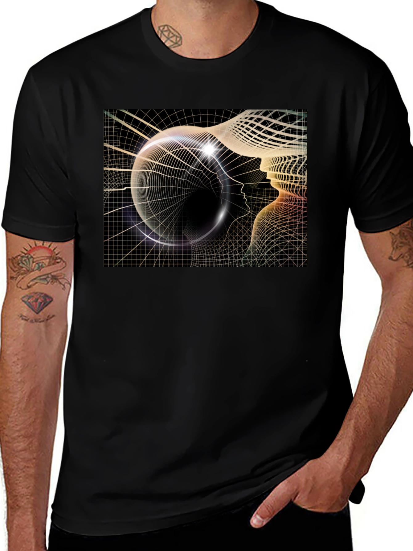 Variant 7 of Abstract Mind Design Black T-Shirt