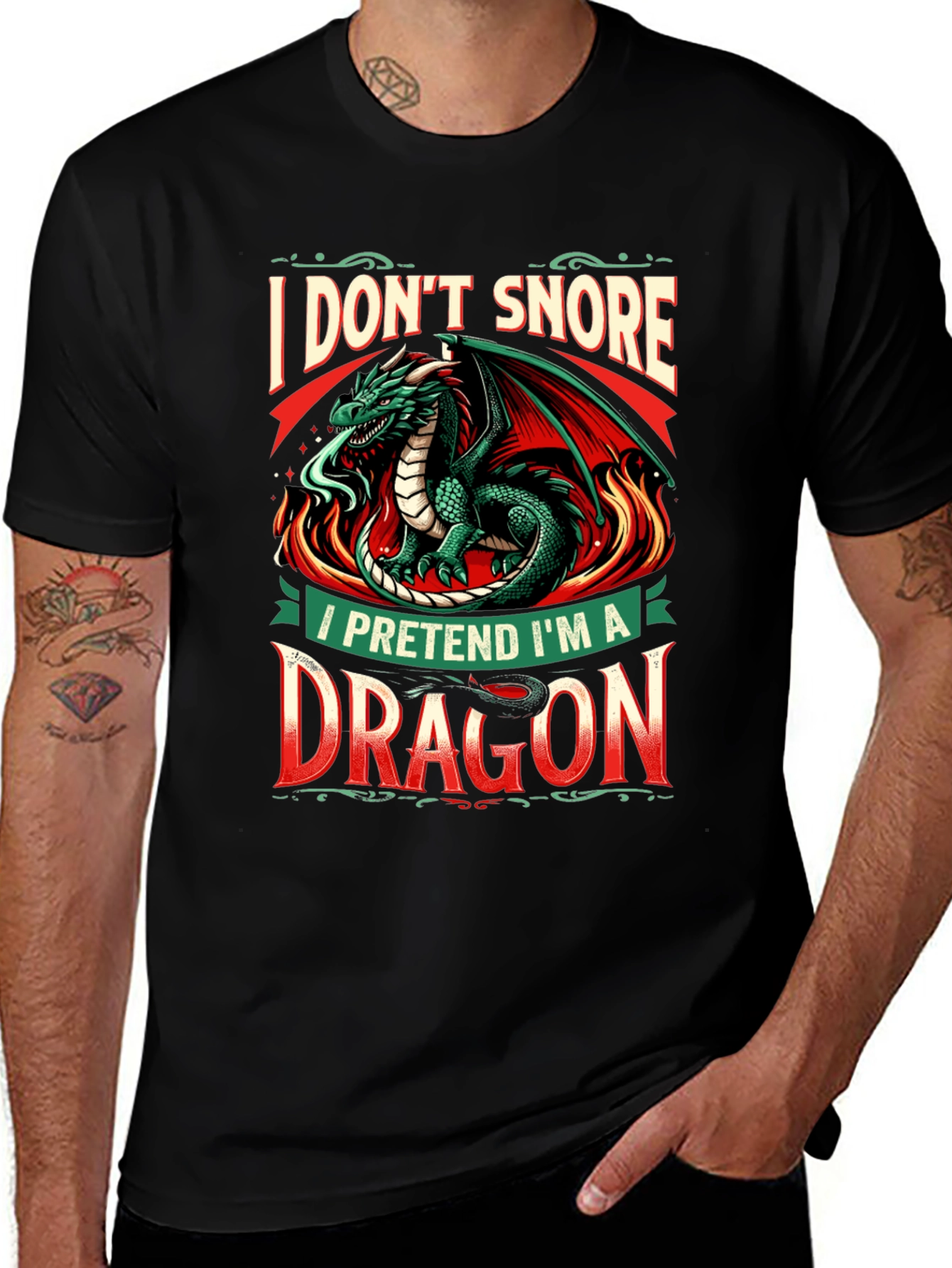 Variant 29 of Dragon Snoring T-Shirt - Funny Graphic Tee