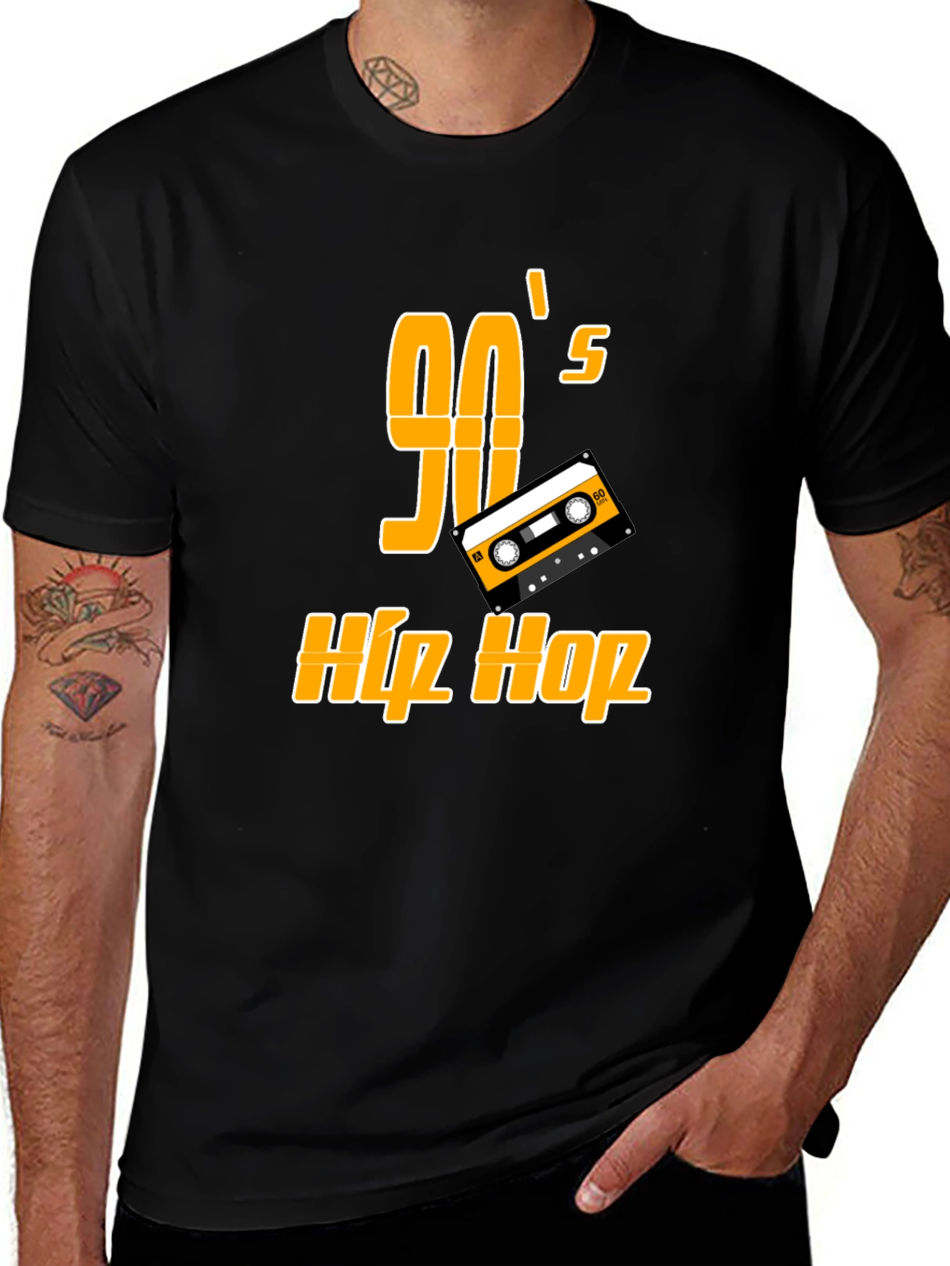 Camiseta Hombre Negra Estampado 90's Hip Hop