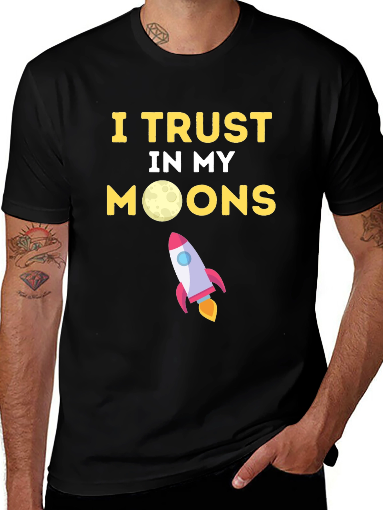 Variant 10 of I Trust in My Moons T-Shirt Funny Rocket Graphic Tee