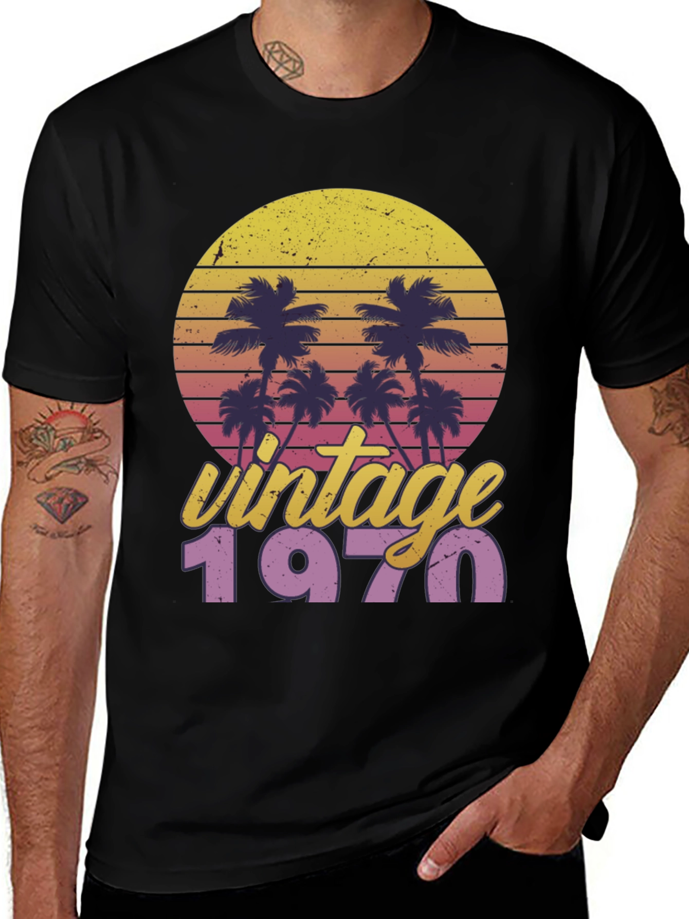 Variant 30 of Vintage 1970 Palm Tree Sunset Graphic Tee