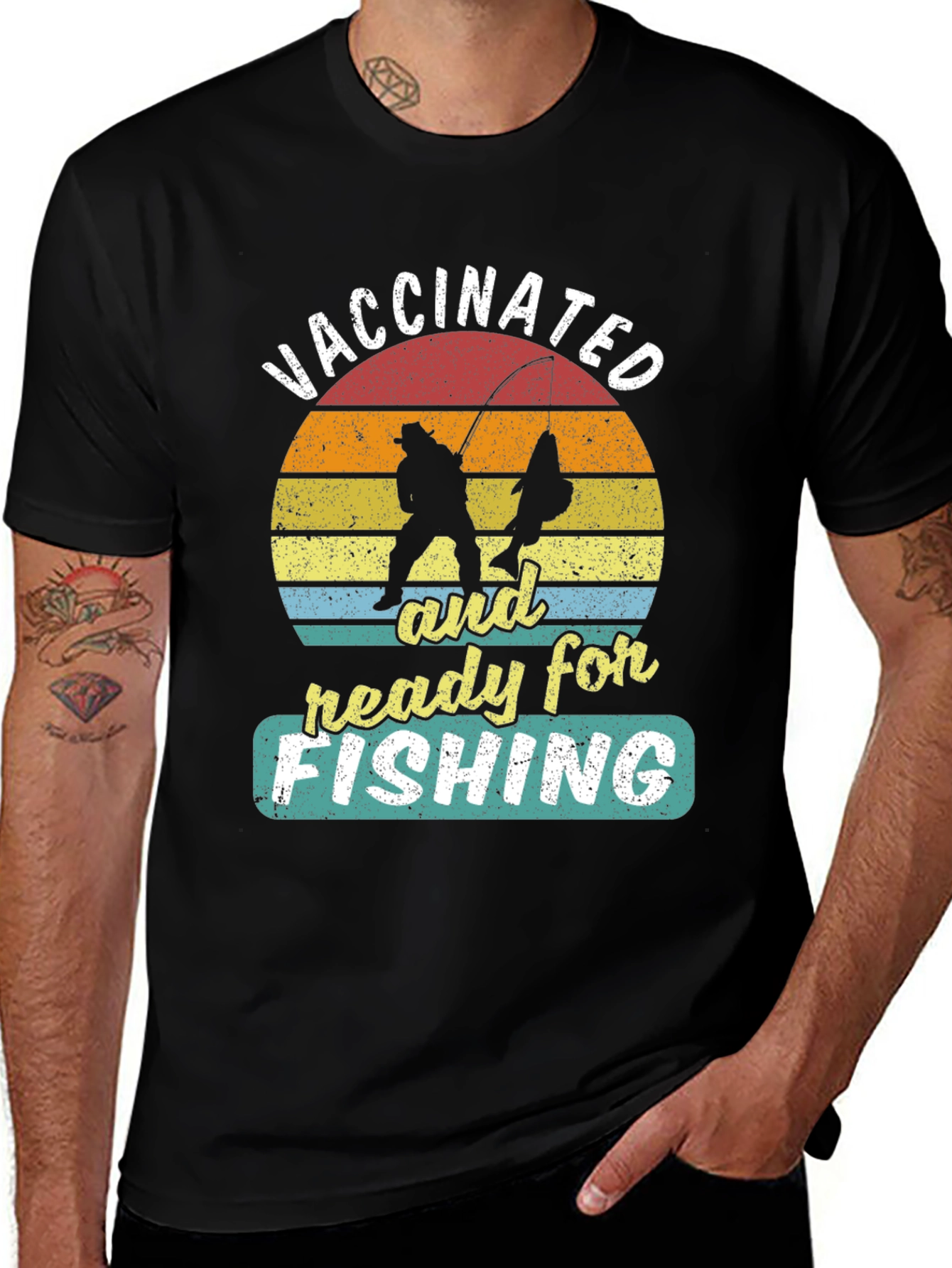 Variant 3 of Vaccinated and Ready for Fishing T-Shirt