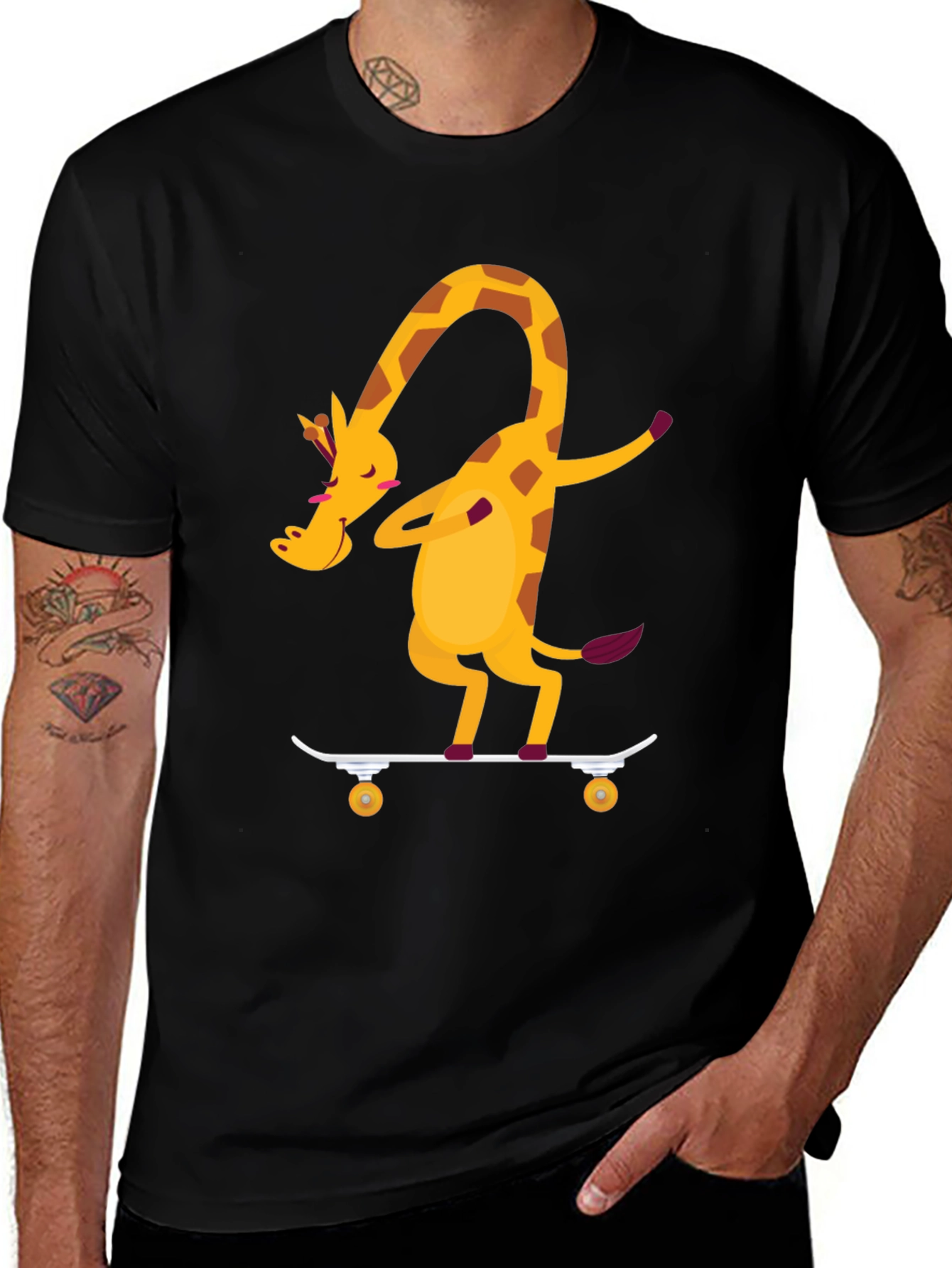 Variant 10 of Giraffe Skateboard T-Shirt - Cool Animal Graphic Tee
