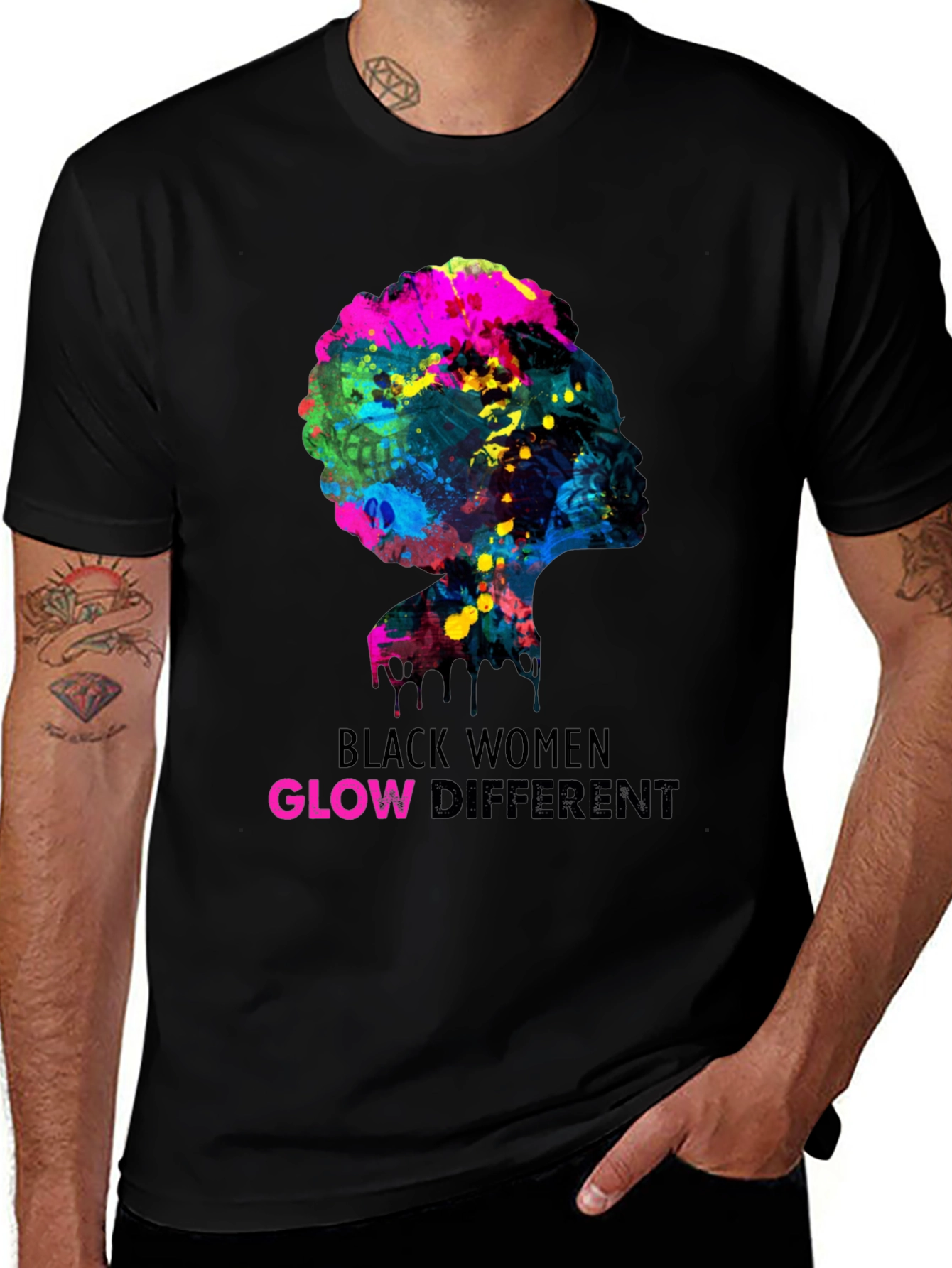 Variant 20 of Black Women Glow Different Graphic Tee