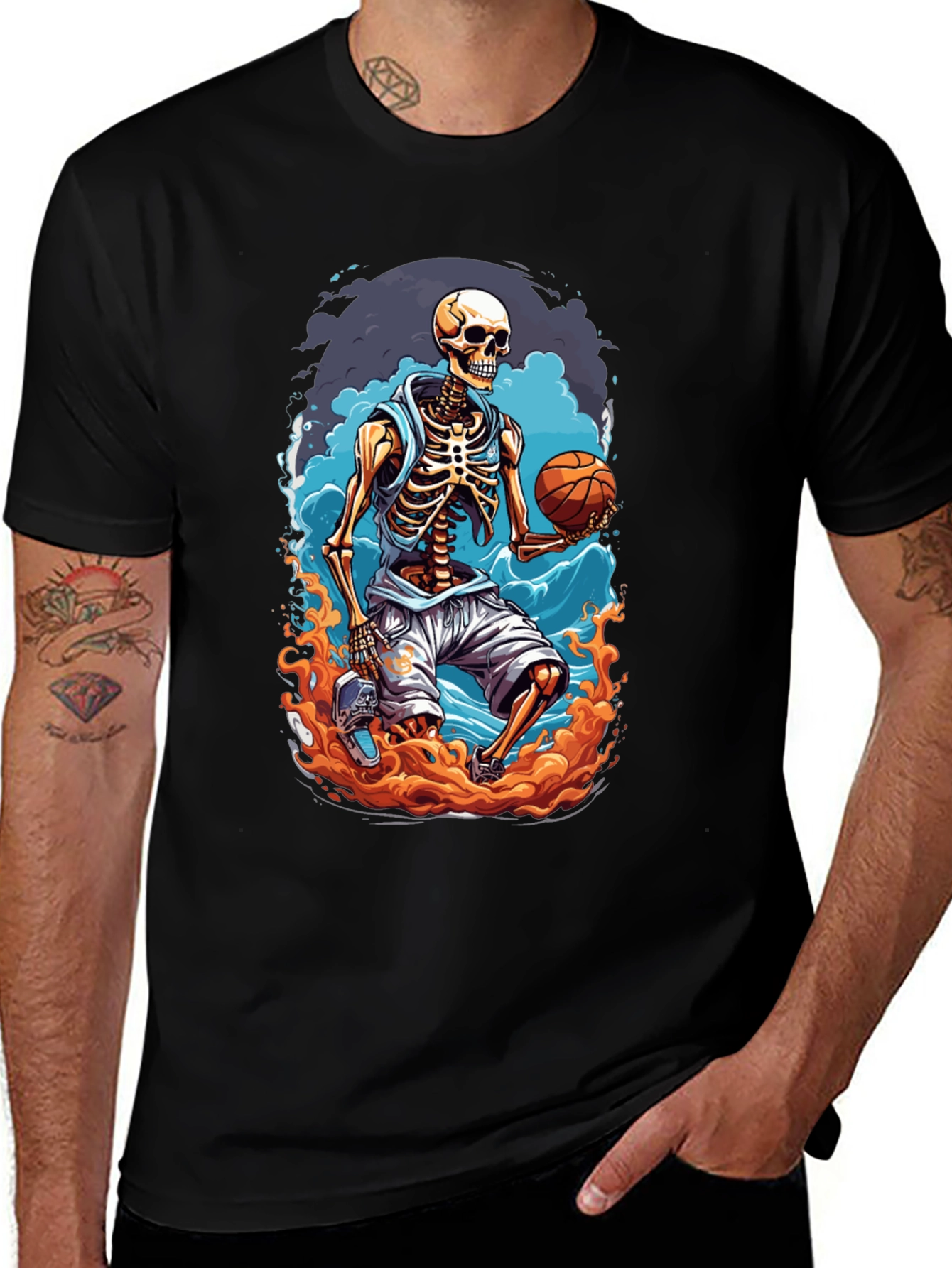 Variant 14 of Skeleton Basketball Player Graphic T-Shirt