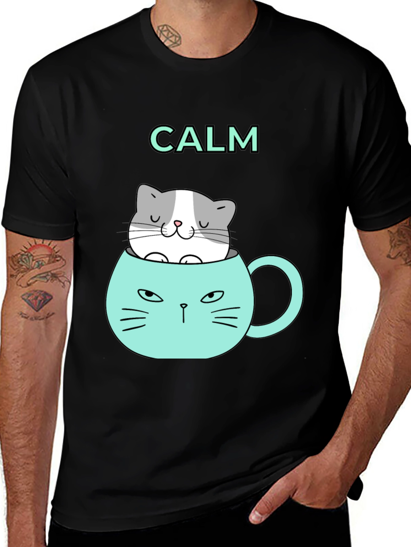 Variant 19 of Calm Cat Mug Graphic Tee