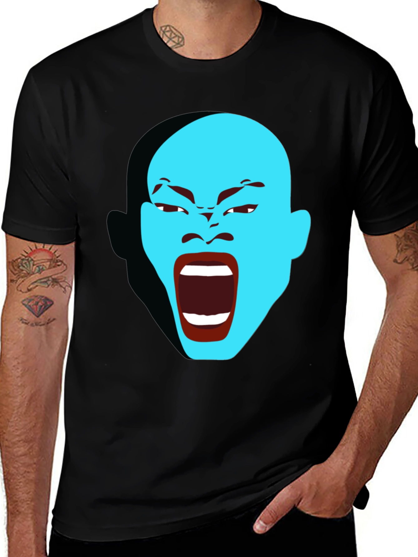 Variant 4 of Screaming Blue Face Graphic T-Shirt