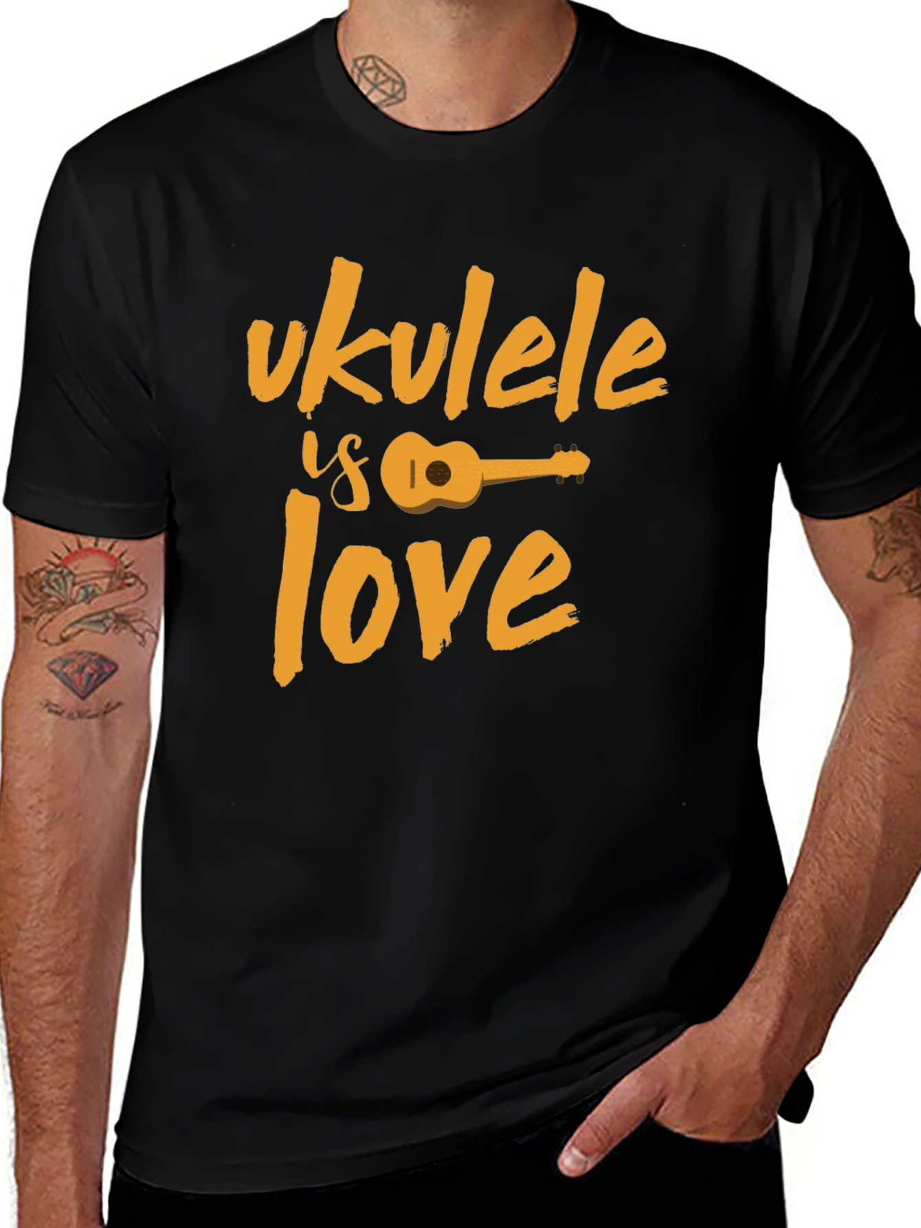 Variant 27 of Ukulele is Love Black T-Shirt
