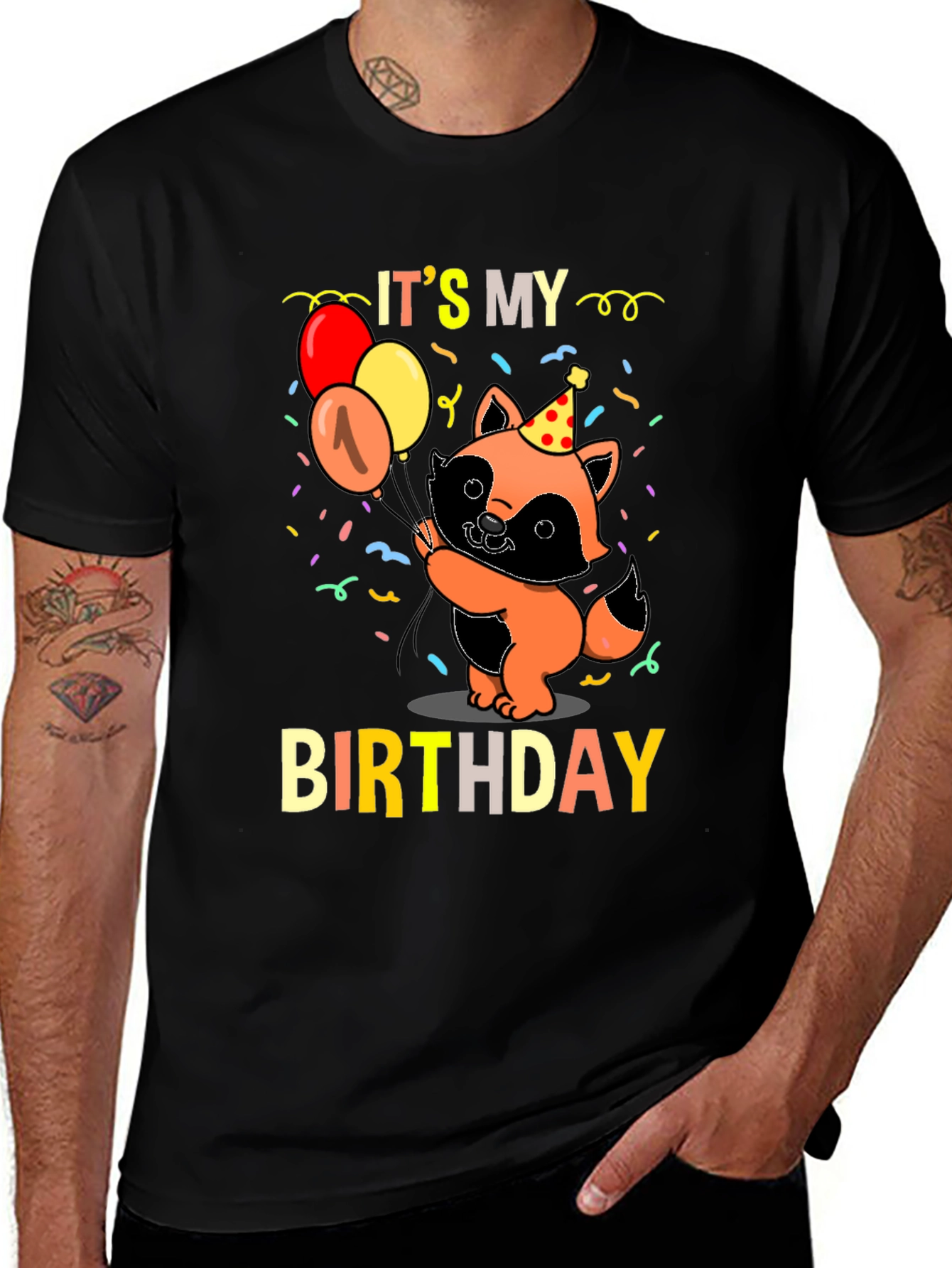 Variant 13 of It's My Birthday Raccoon T-Shirt