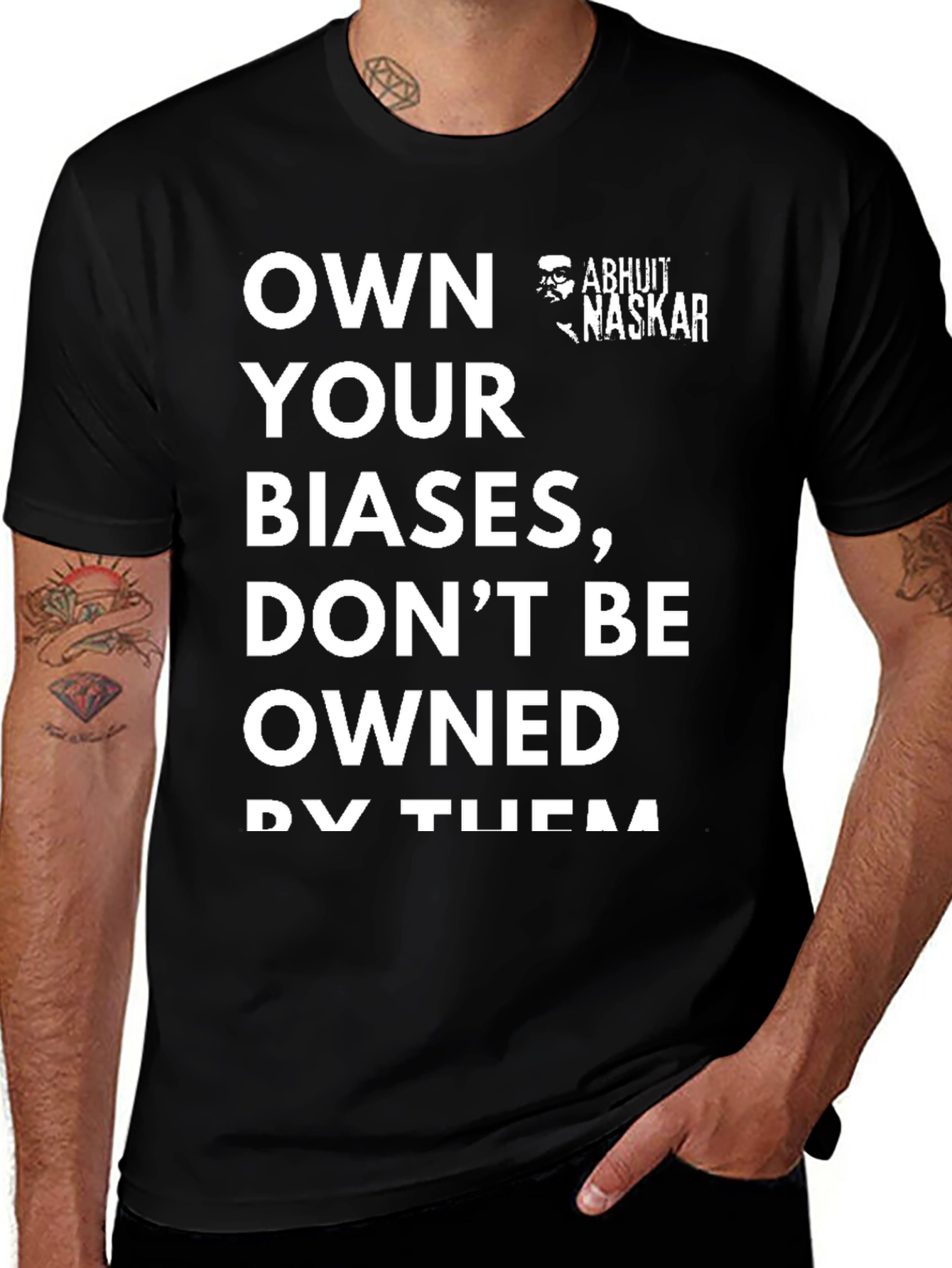 Variant 27 of Own Your Biases Graphic Tee - Motivational Black T-Shirt