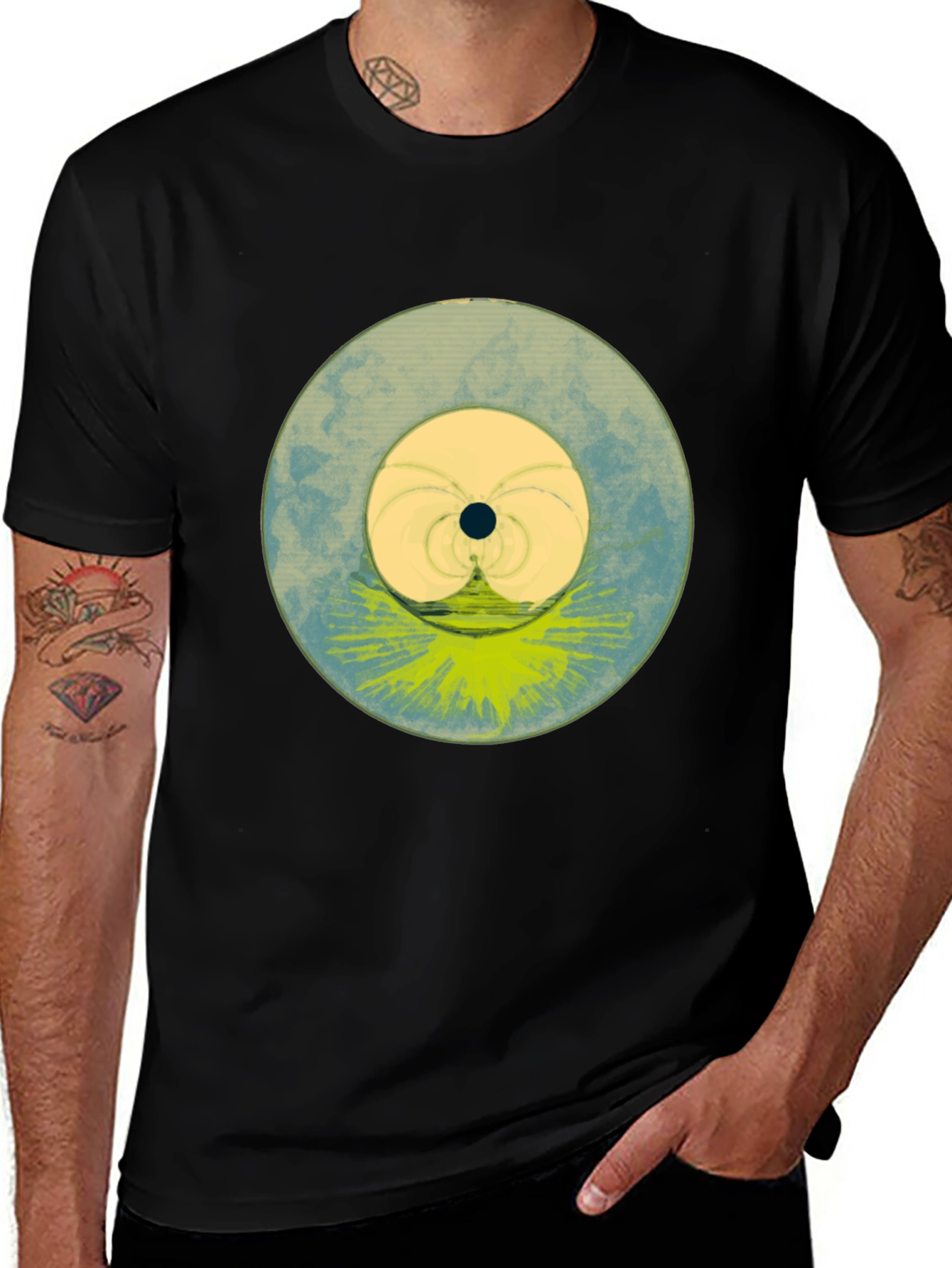 Variant 20 of Abstract Circle Graphic Black T-Shirt