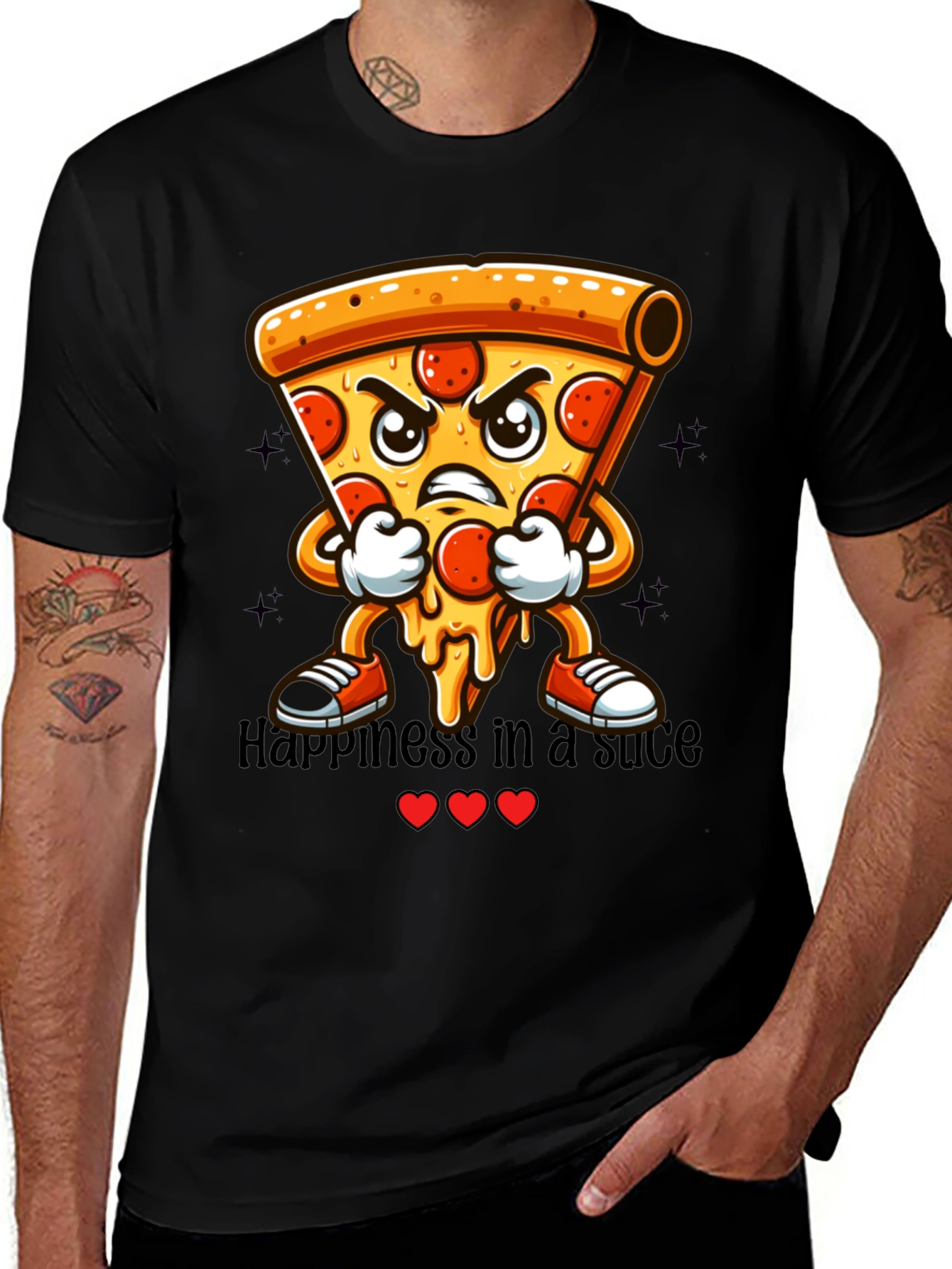 Pizza Slice Cartoon Graphic T-Shirt