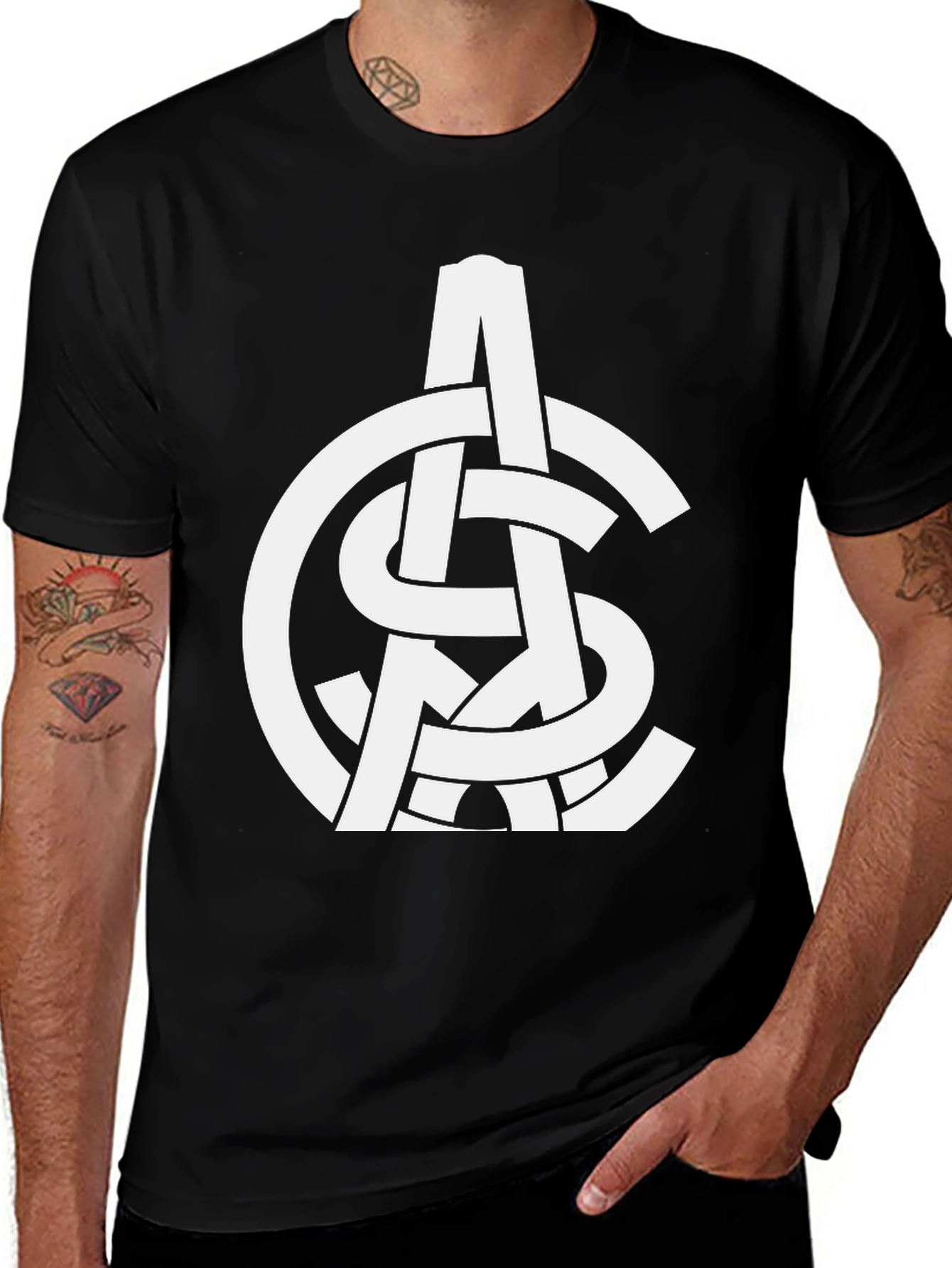 Variant 17 of Abstract White Logo Print Black T-Shirt