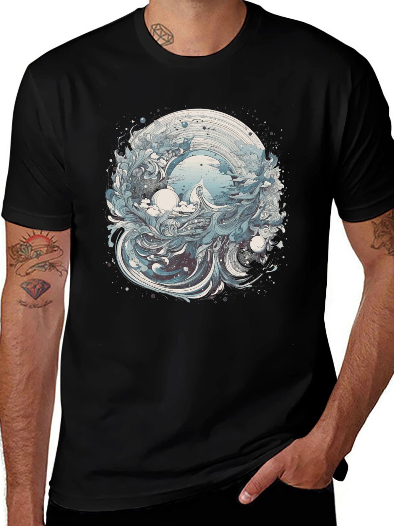 Variant 10 of Artistic Wave Design Black T-Shirt