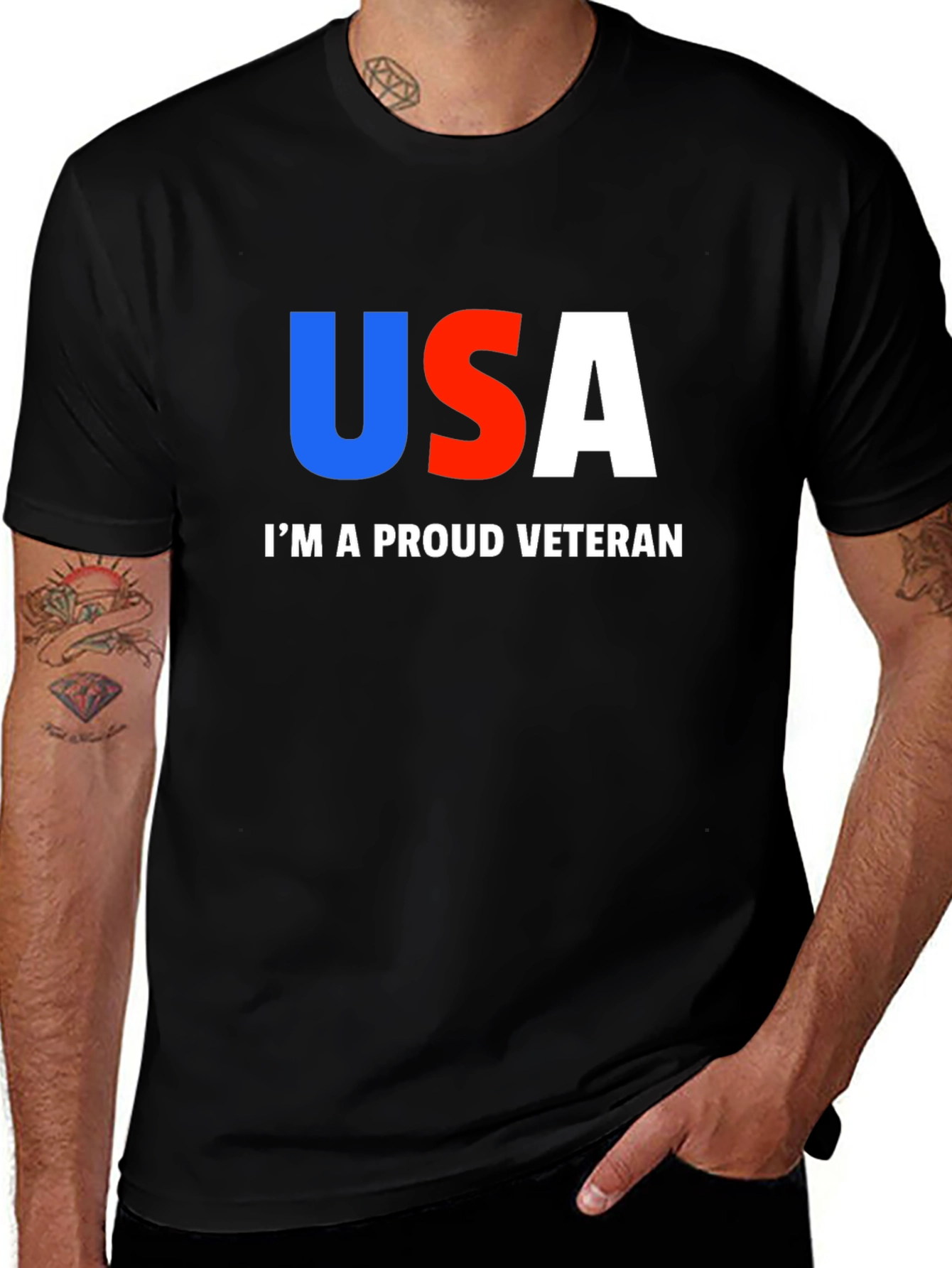 Variant 2 of Proud Veteran USA Graphic T-Shirt