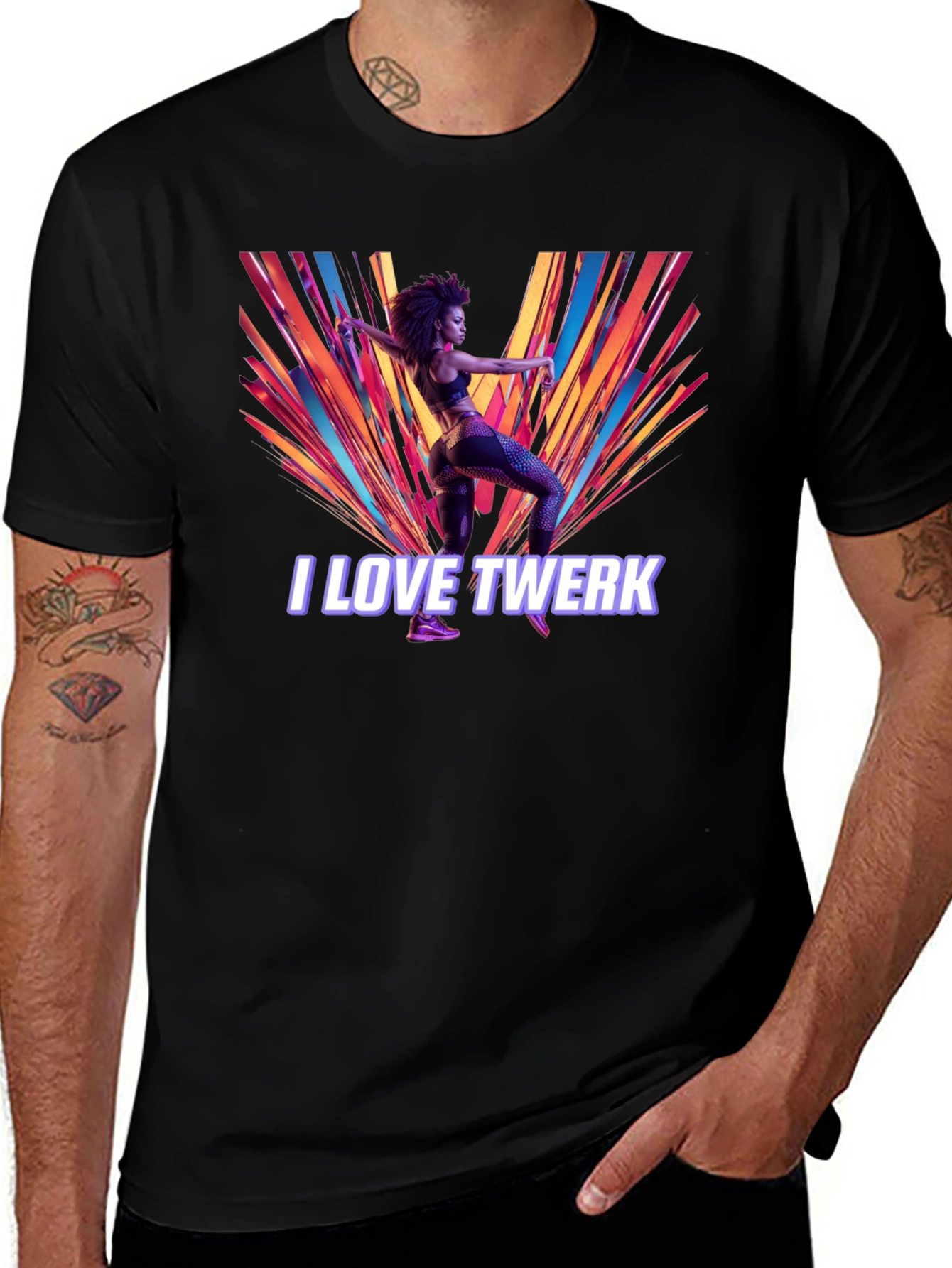 Variant 29 of I Love Twerk Graphic Print Black T-Shirt
