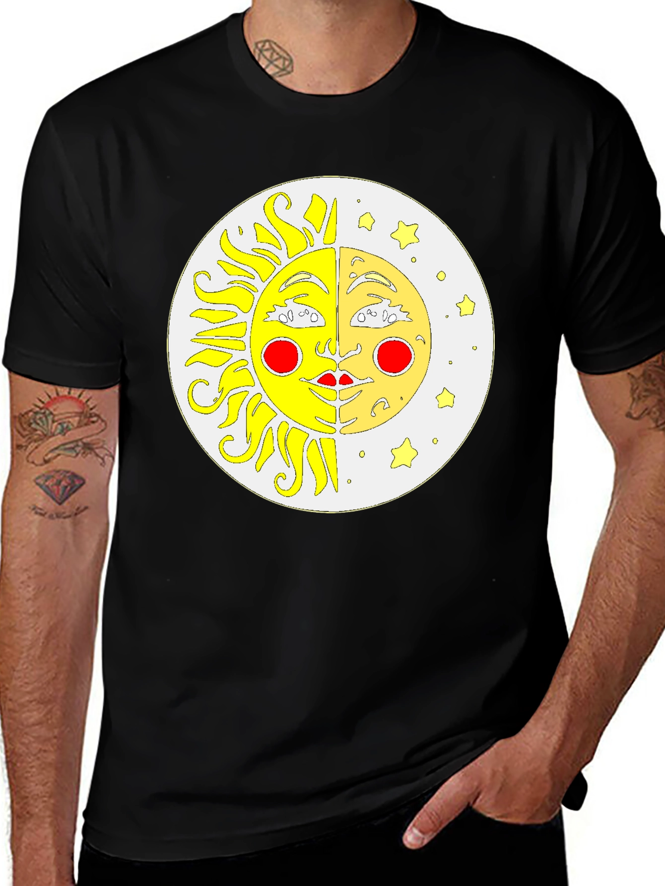 Variant 27 of Celestial Sun and Moon Black T-Shirt