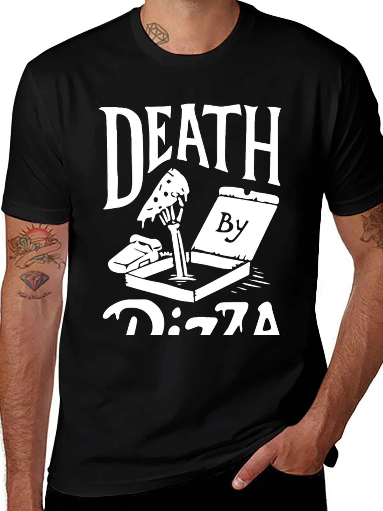 Variant 29 of Death By Pizza Graphic Tee - Funny Foodie Shirt