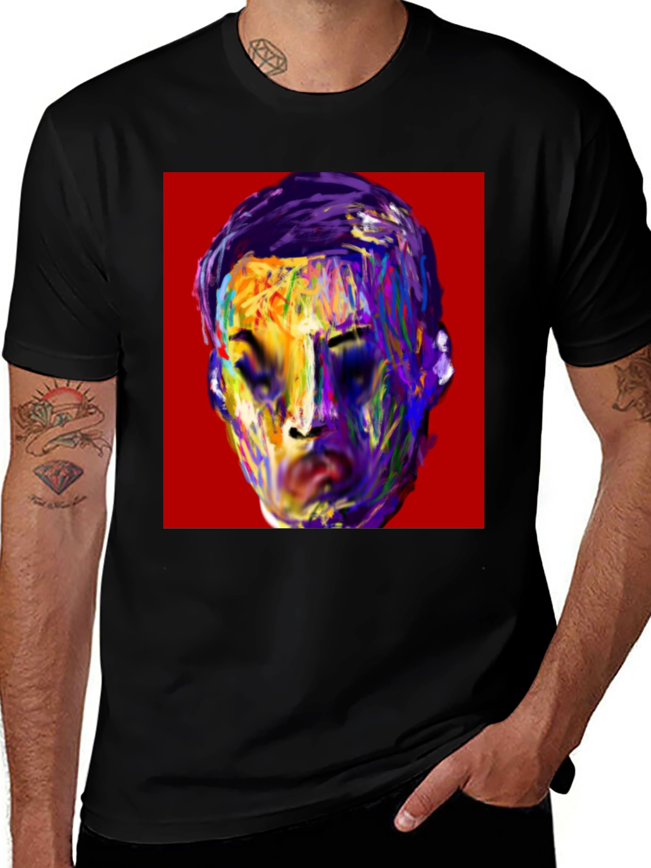 Variant 9 of Abstract Portrait Graphic Black T-Shirt
