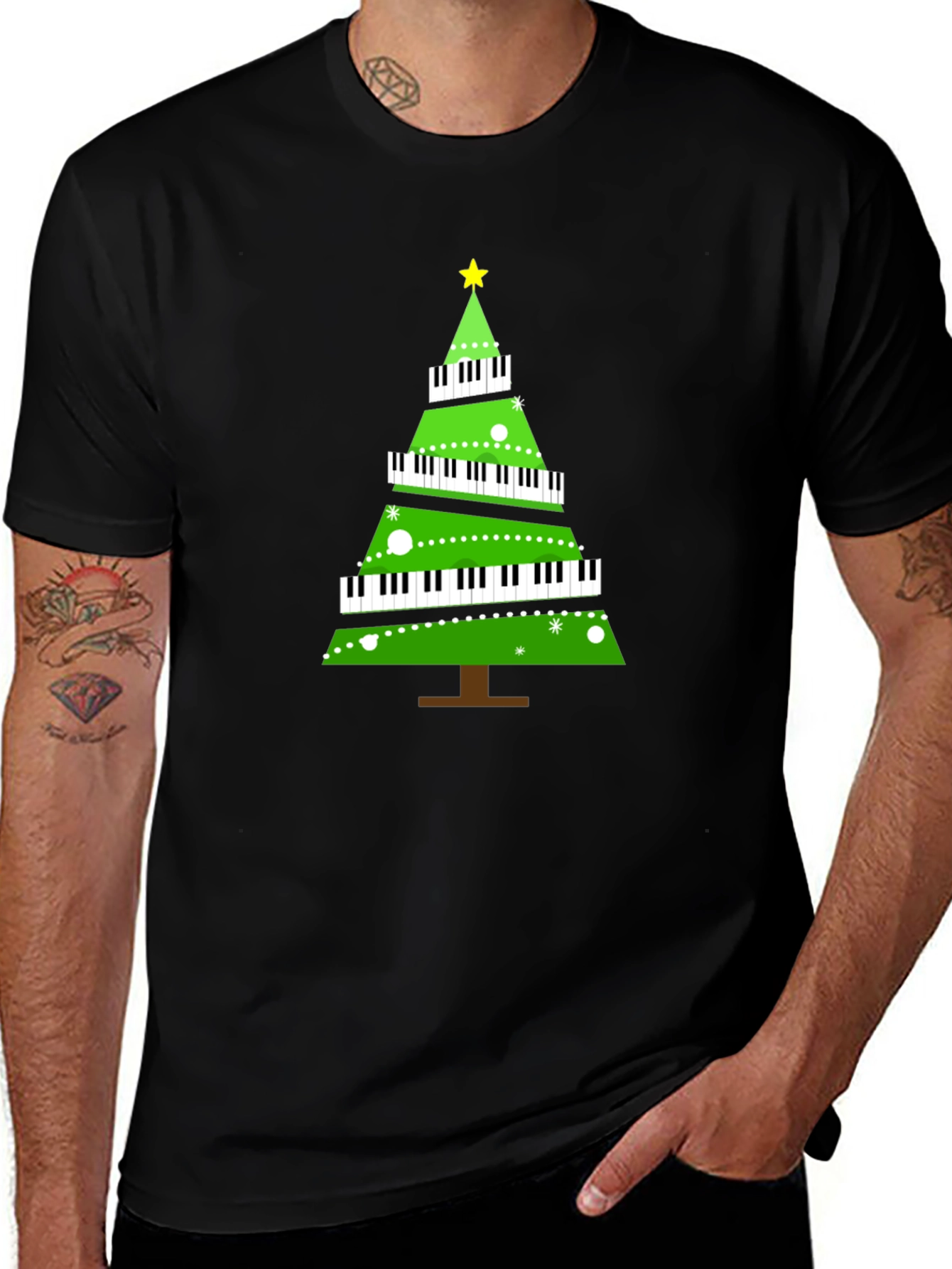 Variant 24 of Piano Keyboard Christmas Tree T-Shirt