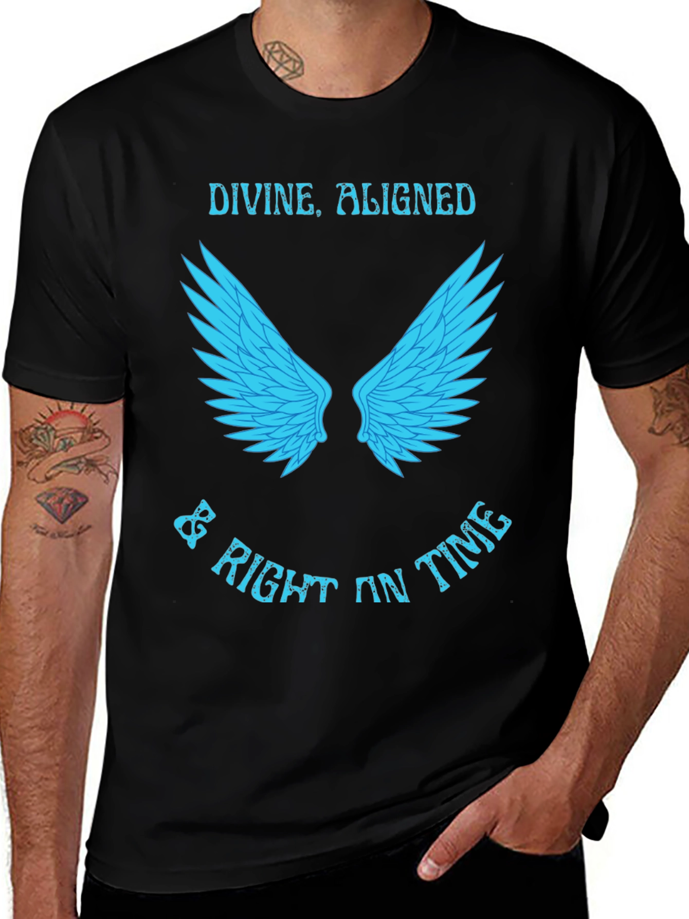 Variant 16 of Divine Aligned Wings T-Shirt - Stylish Black Tee