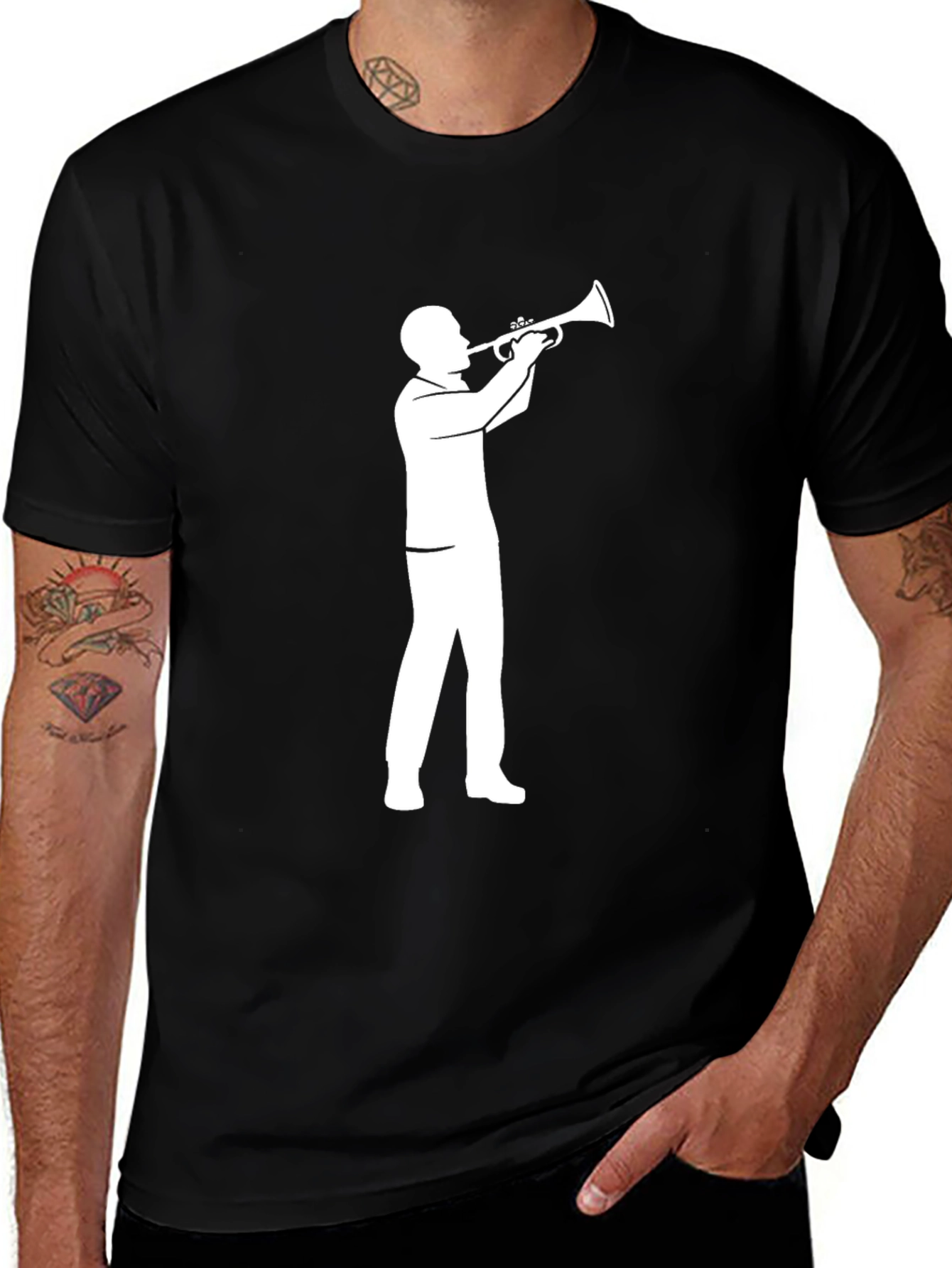 Variant 10 of Trumpet Player Graphic Tee - Black