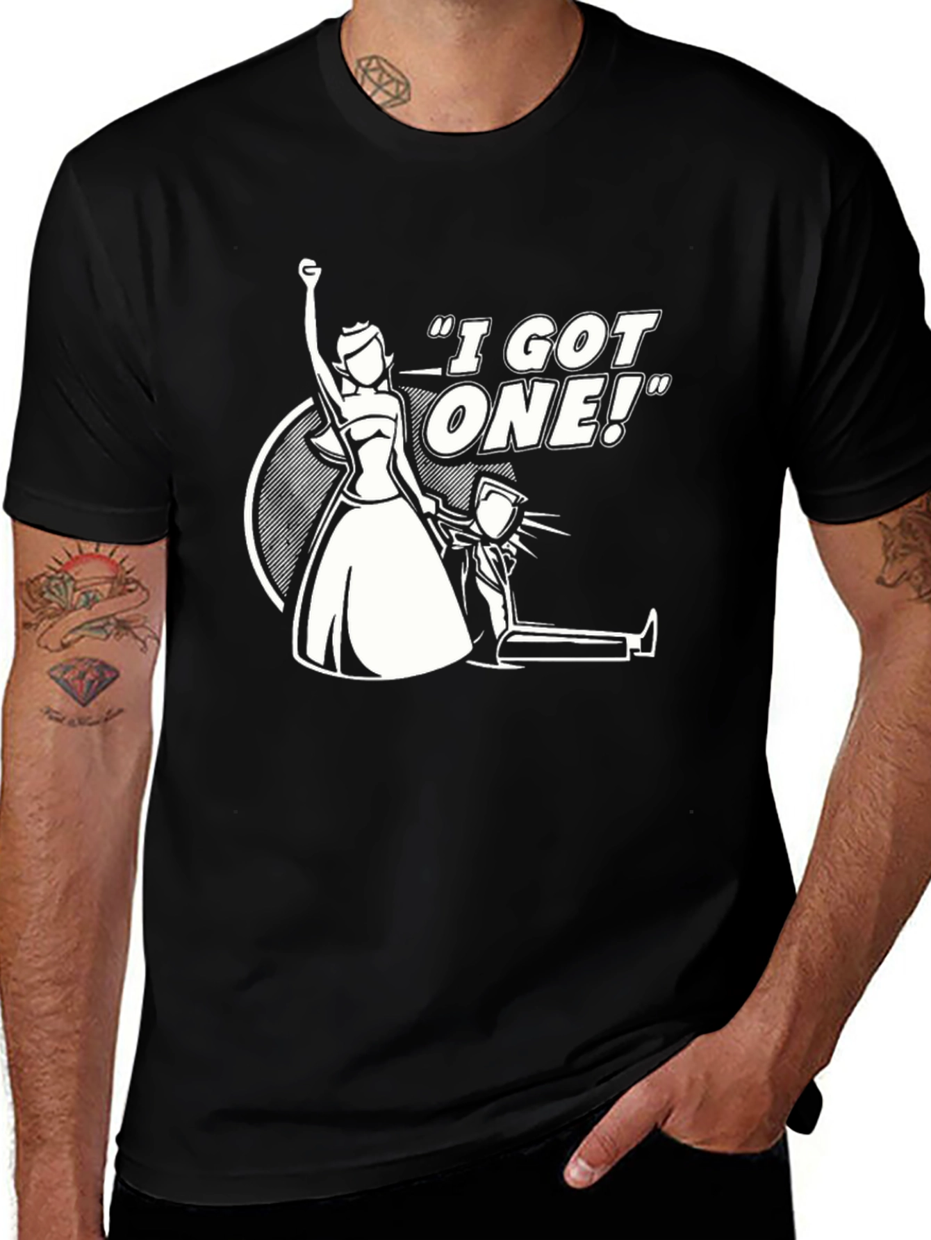 Black Humorous "I Got One!" Graphic Tee main image