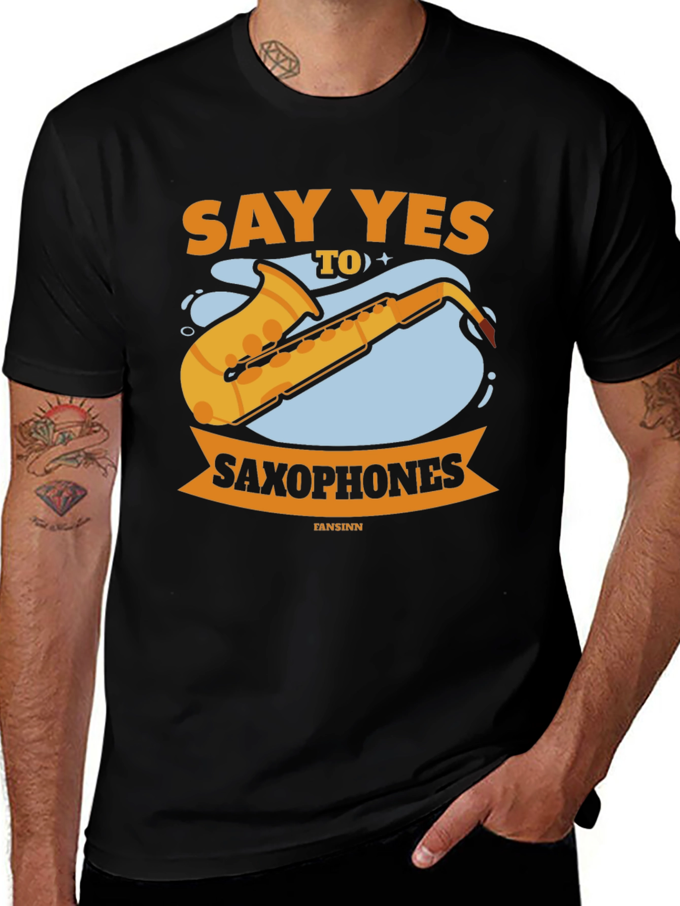 Variant 16 of Say Yes To Saxophones Black Graphic Tee