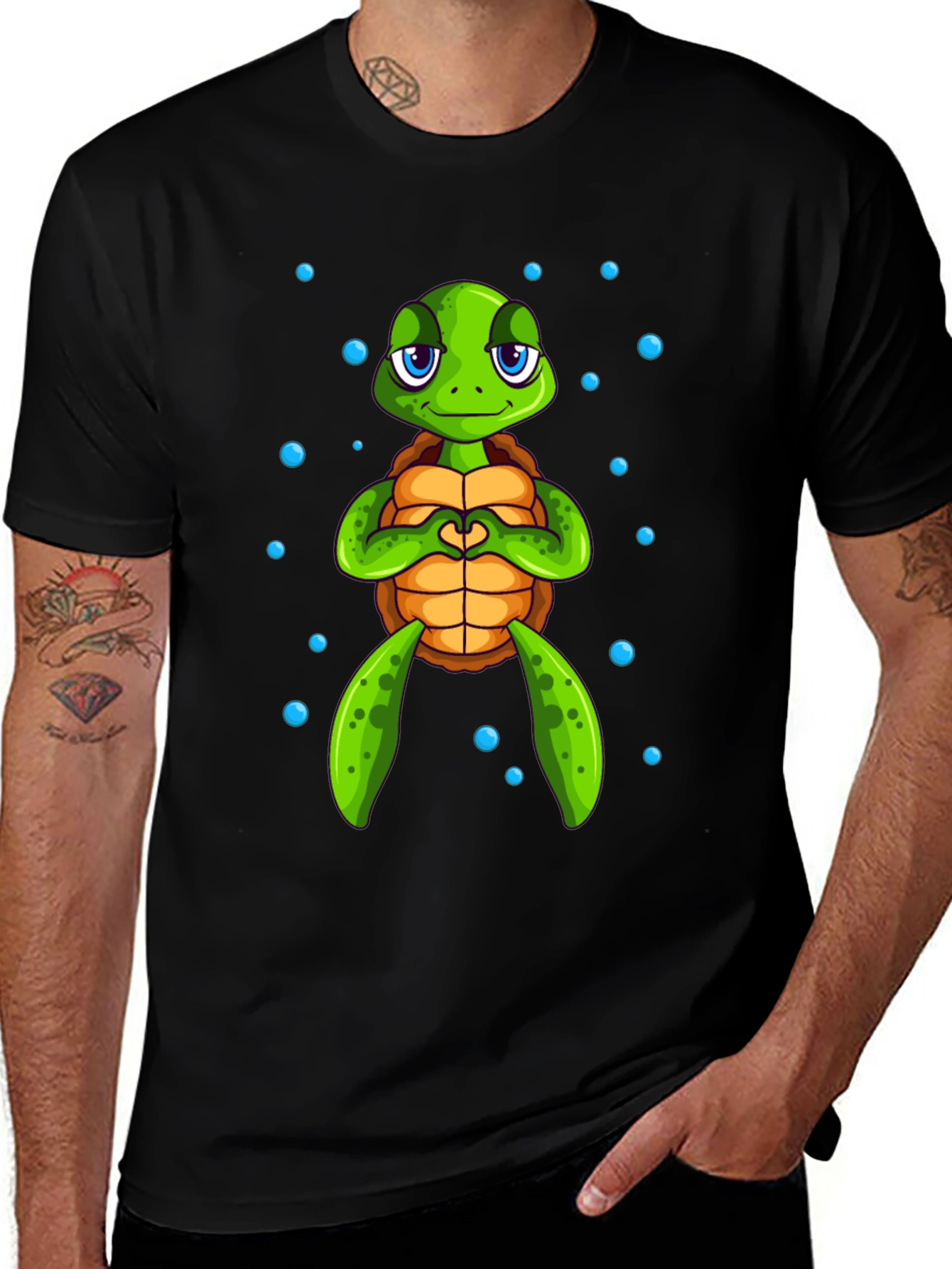 Variant 30 of Cute Turtle Heart Hands Graphic Tee