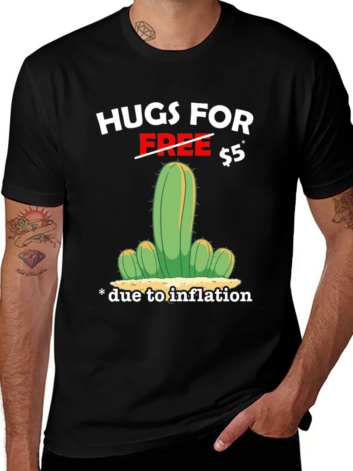 Variant 24 of Hugs for $5 Inflation Cactus Graphic T-Shirt