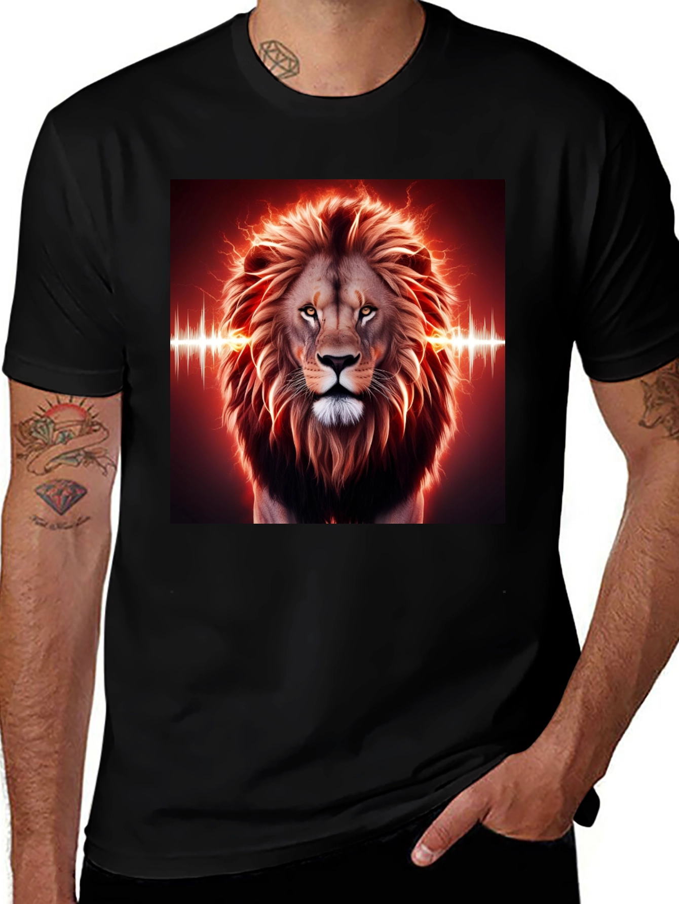 Variant 30 of Lion Roar Graphic Tee - Black Cotton T-Shirt