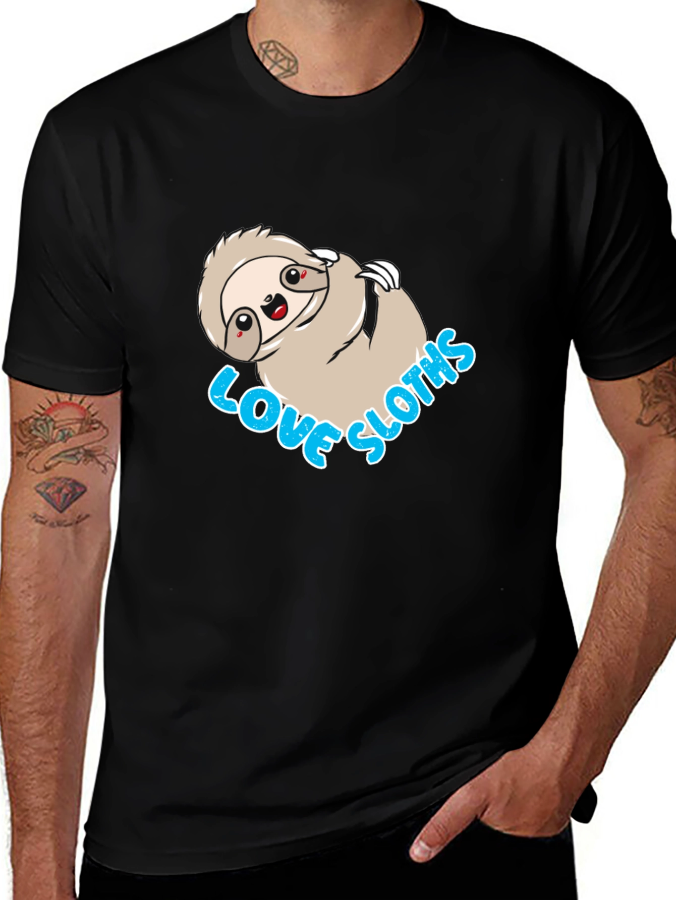 Variant 25 of Love Sloths Graphic Tee - Black Unisex T-Shirt
