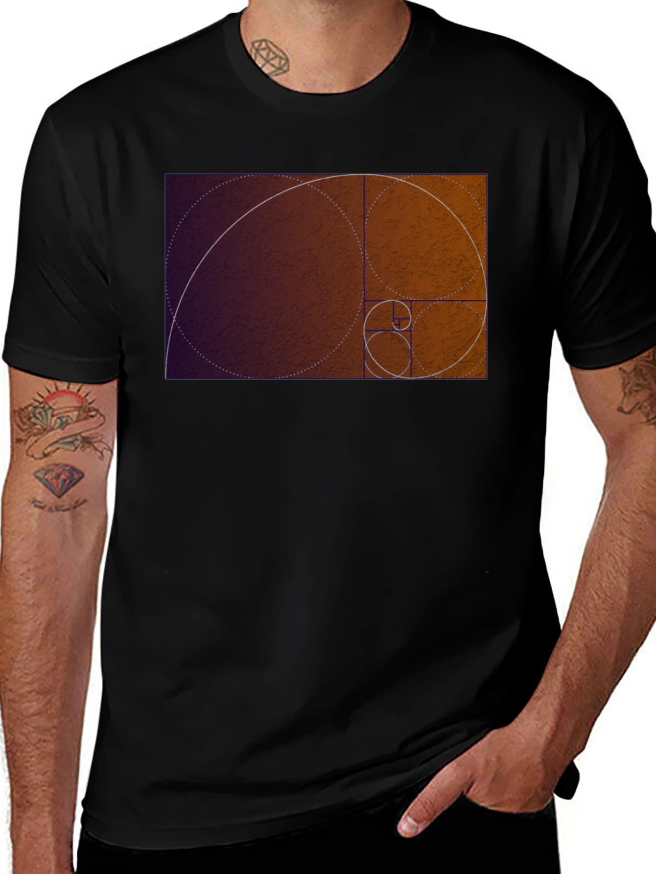 Variant 22 of Golden Ratio Spiral Graphic Tee - Black