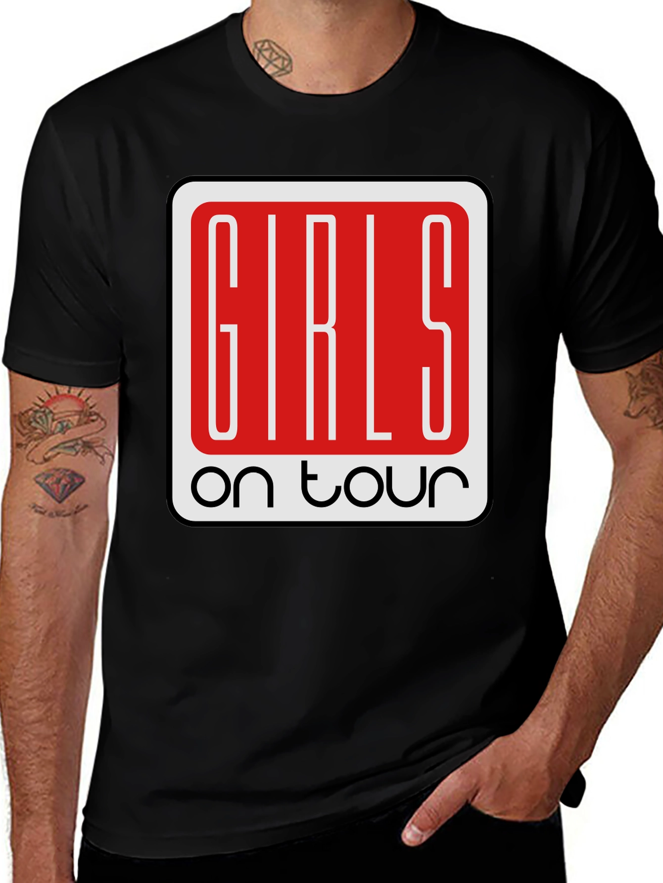 Variant 29 of Girls On Tour Graphic Tee - Black Cotton T-Shirt