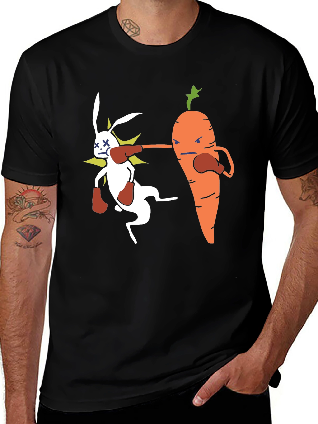 Variant 14 of Boxing Bunny vs. Carrot Graphic T-Shirt