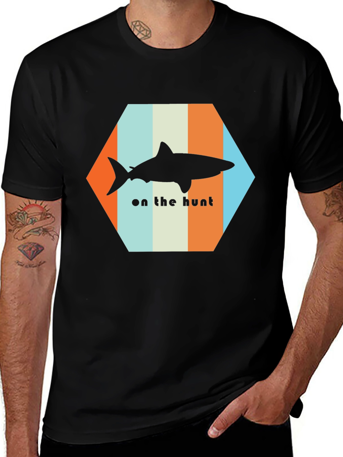 Variant 23 of Shark On The Hunt T-Shirt - Retro Style