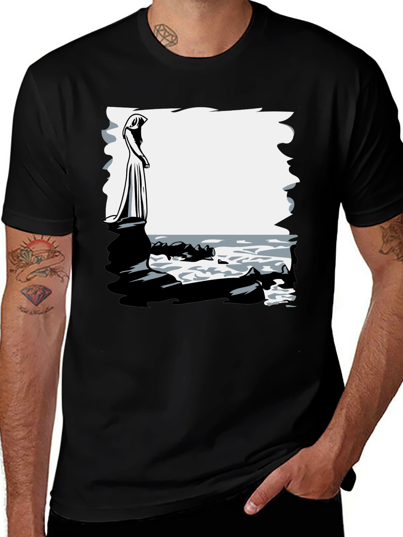 Variant 11 of Grim Reaper Graphic Print Black Tee