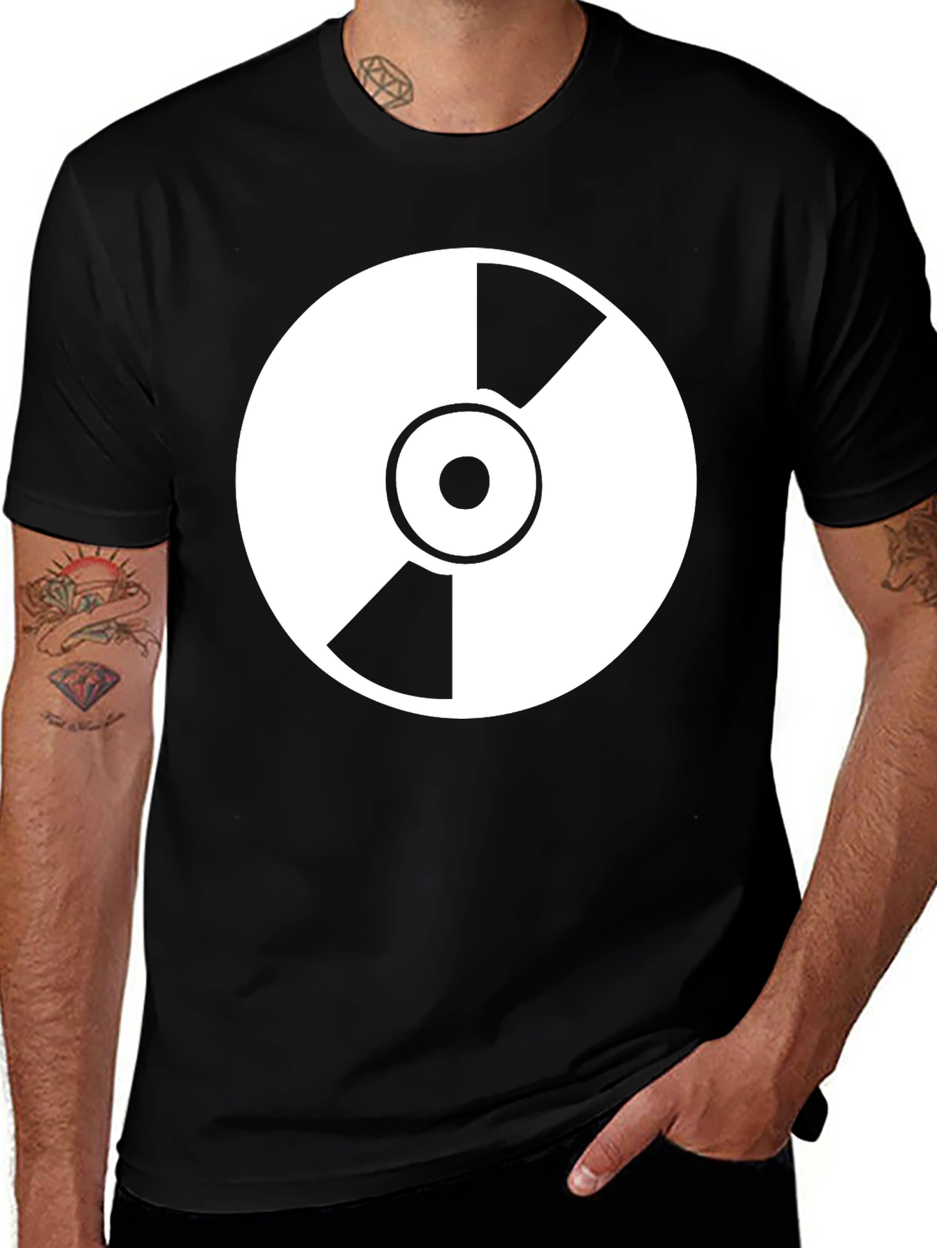 Variant 27 of Black T-Shirt with White Radiation Symbol Graphic Tee