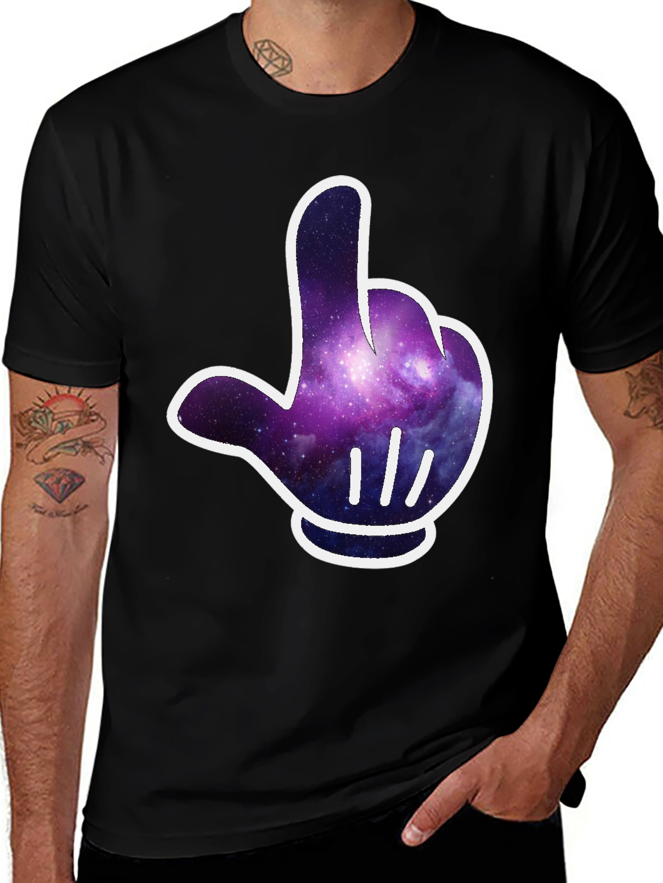 Variant 2 of Galaxy Glove Graphic Tee - Cool Cosmic Style