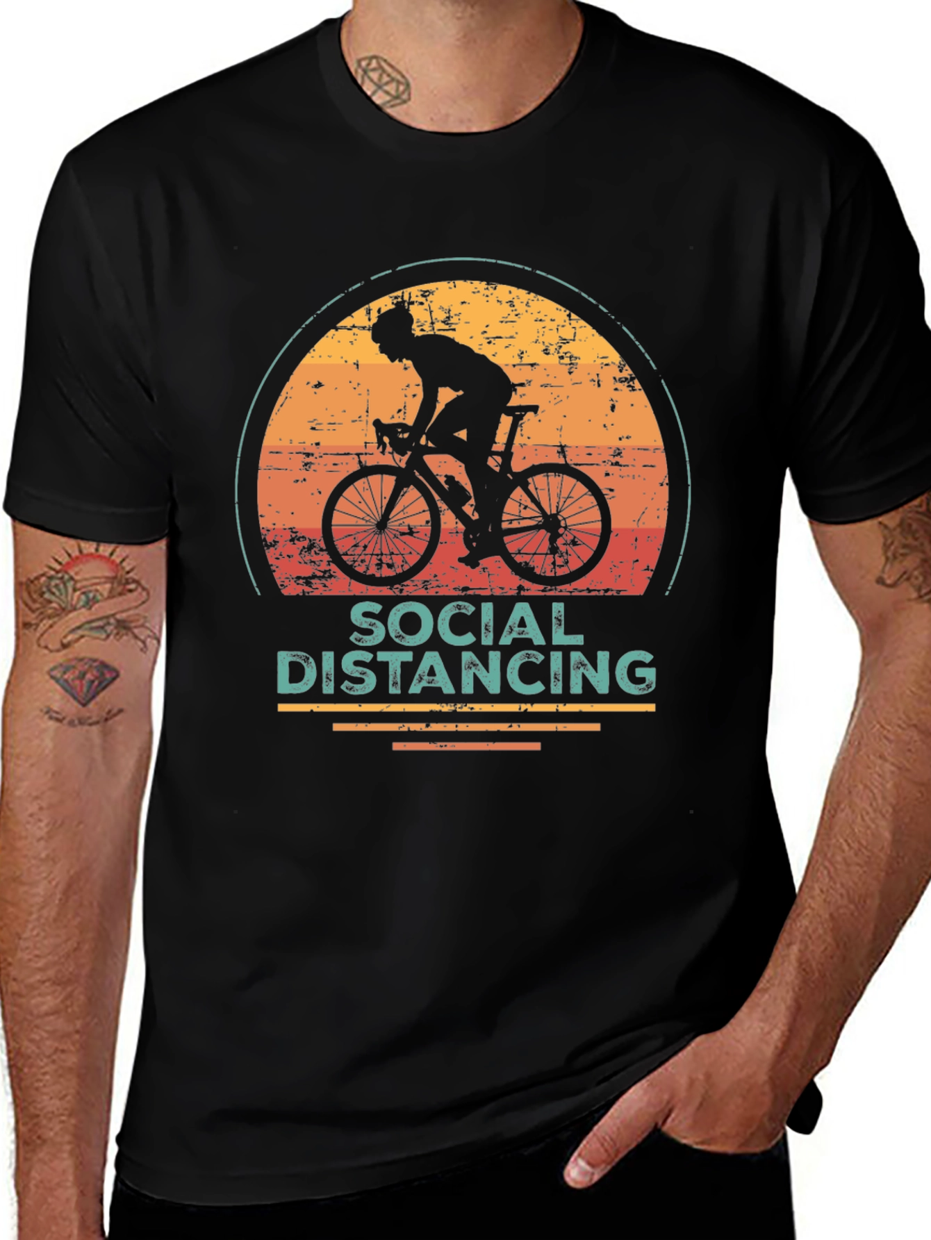 Variant 9 of Social Distancing Cyclist Graphic Tee