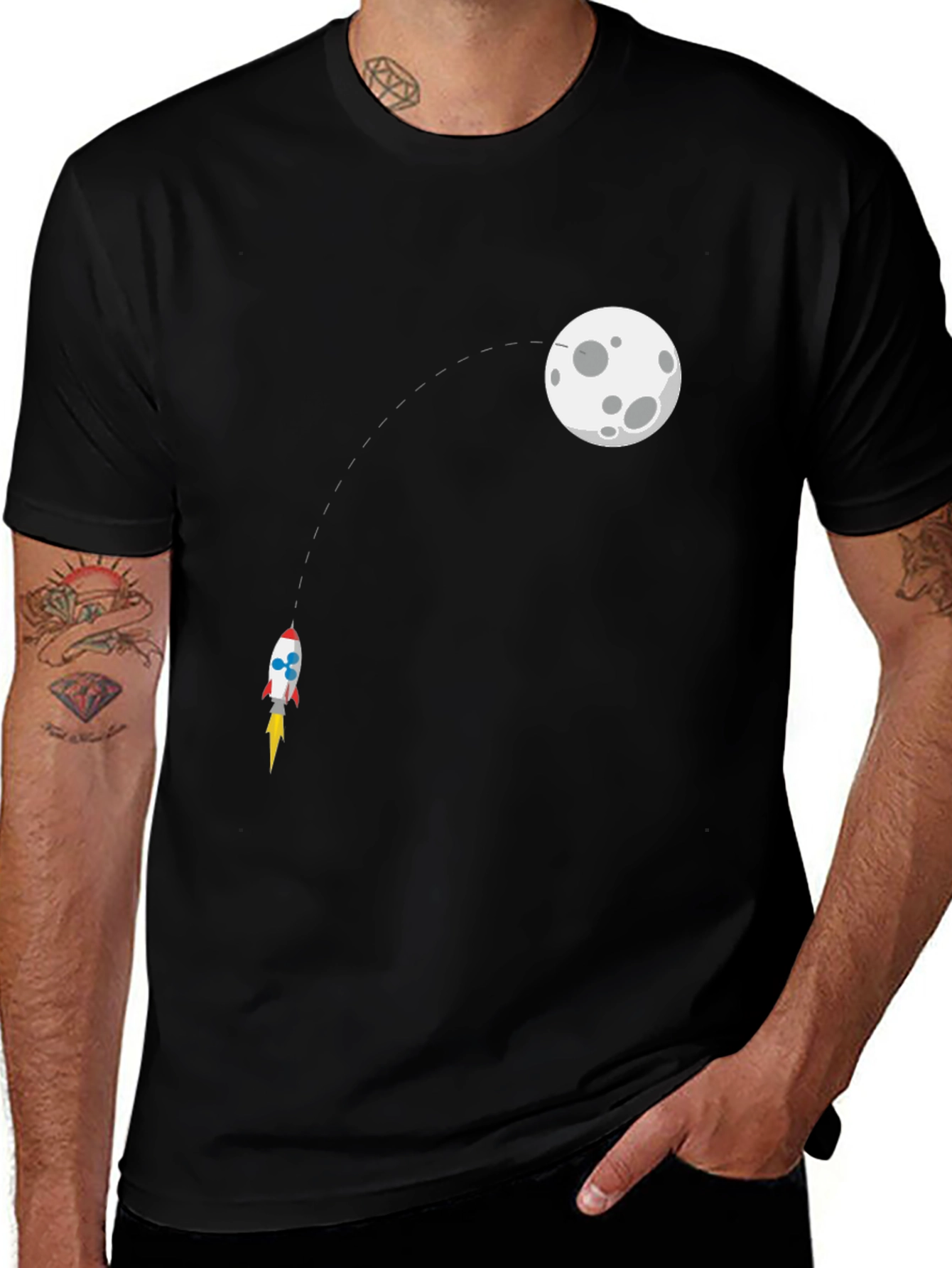 Rocket to the Moon Graphic Tee - Black