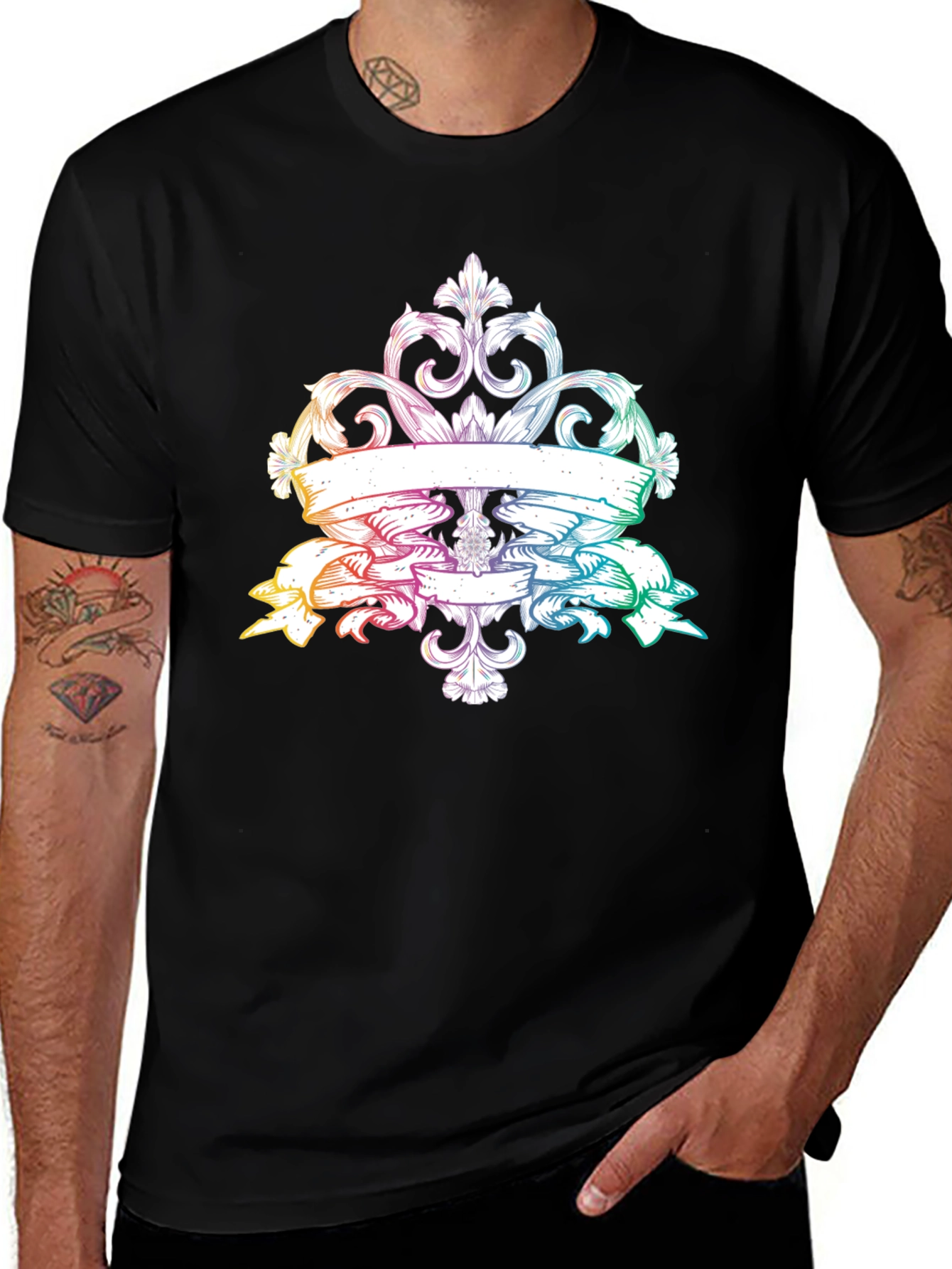 Variant 8 of Men's Graphic Tee - Rainbow Vintage Design