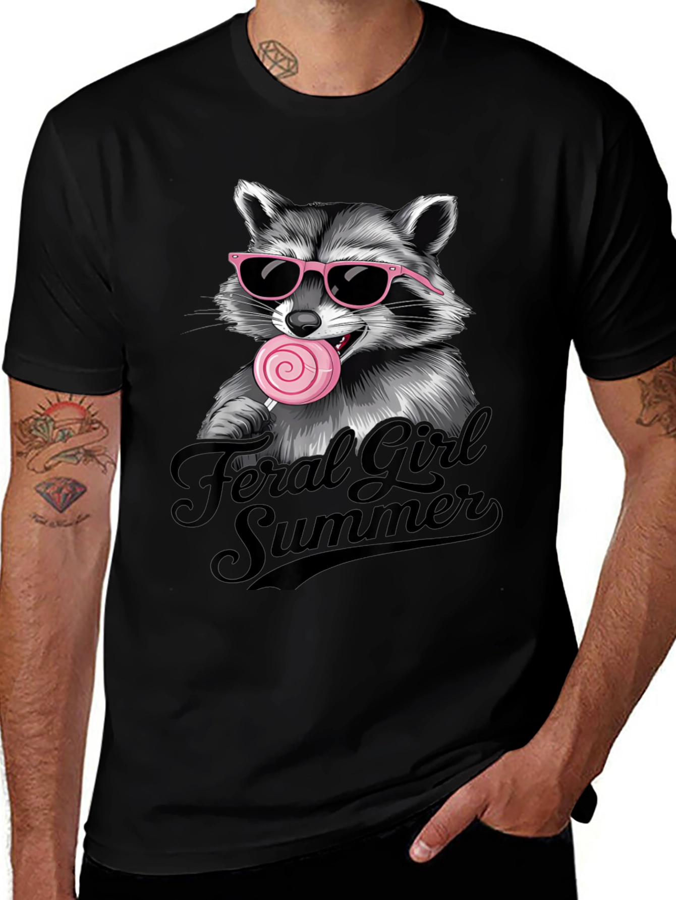 Variant 13 of Feral Girl Summer Raccoon Graphic Tee