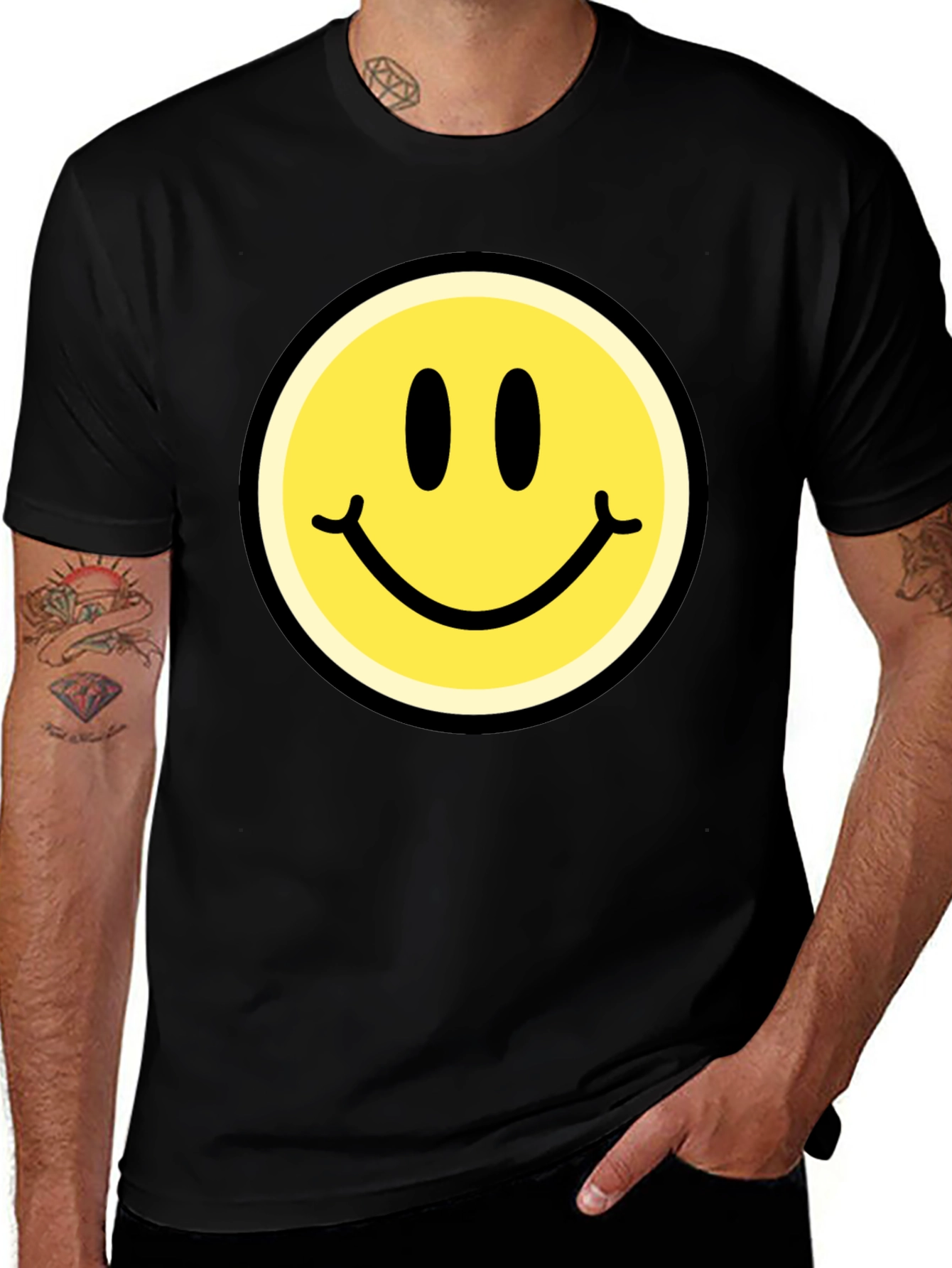 Variant 23 of Smiley Face Graphic Black T-Shirt
